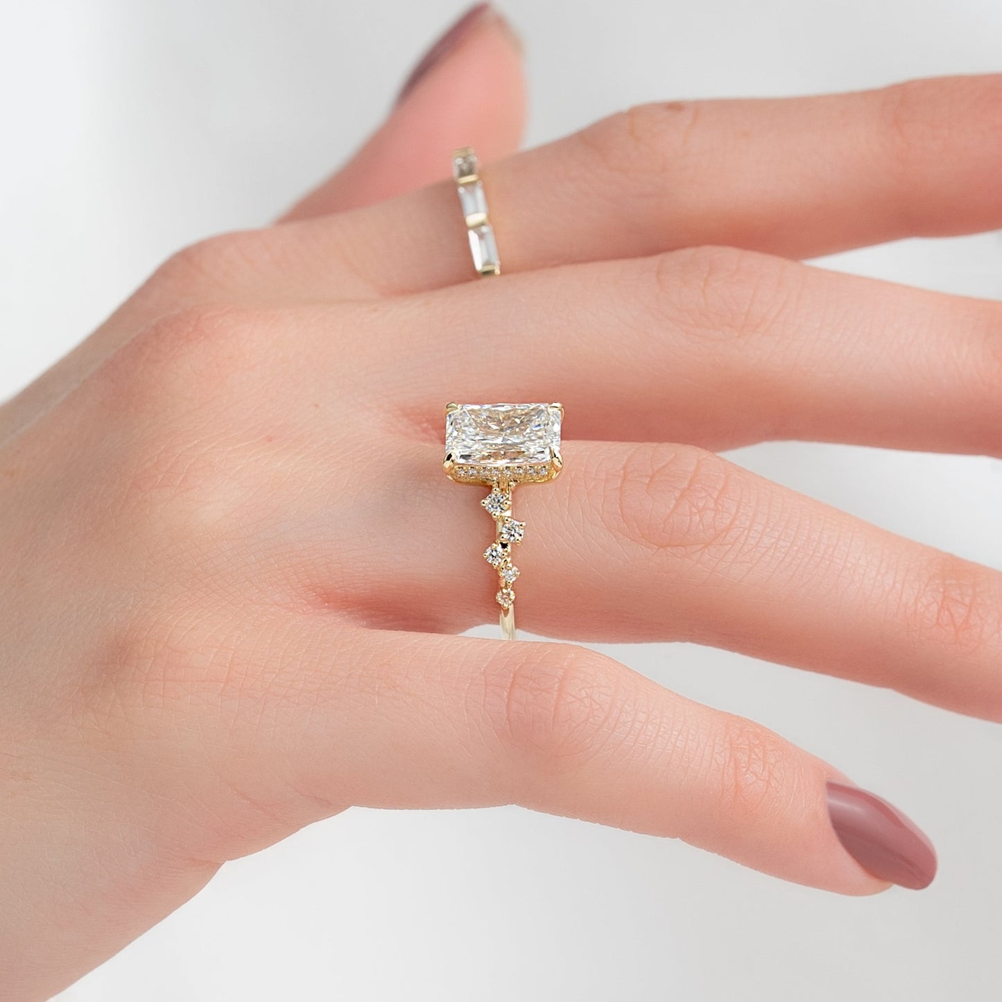 2.50 CT Radiant The Mia Engagement Ring Hidden Halo