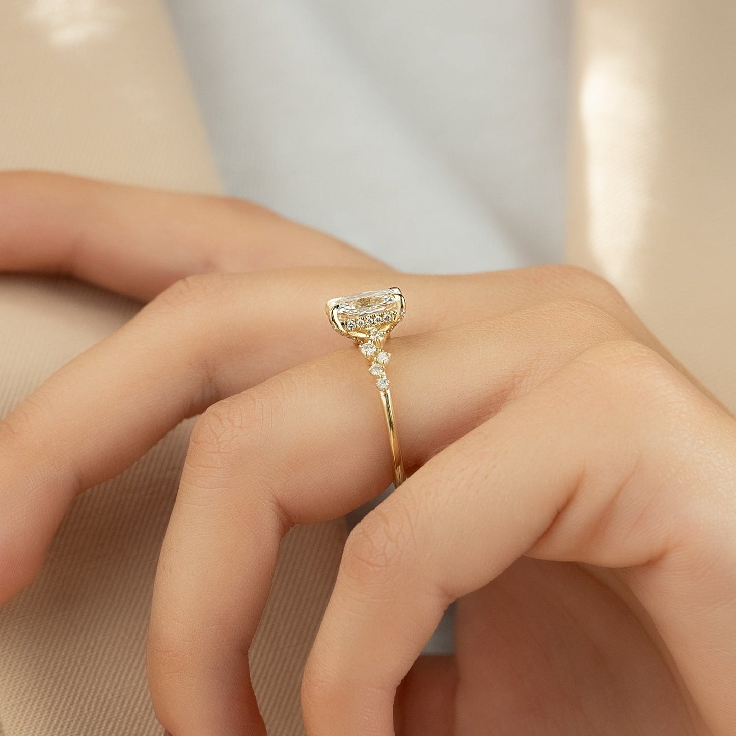 2.50 CT Radiant The Mia Engagement Ring Hidden Halo