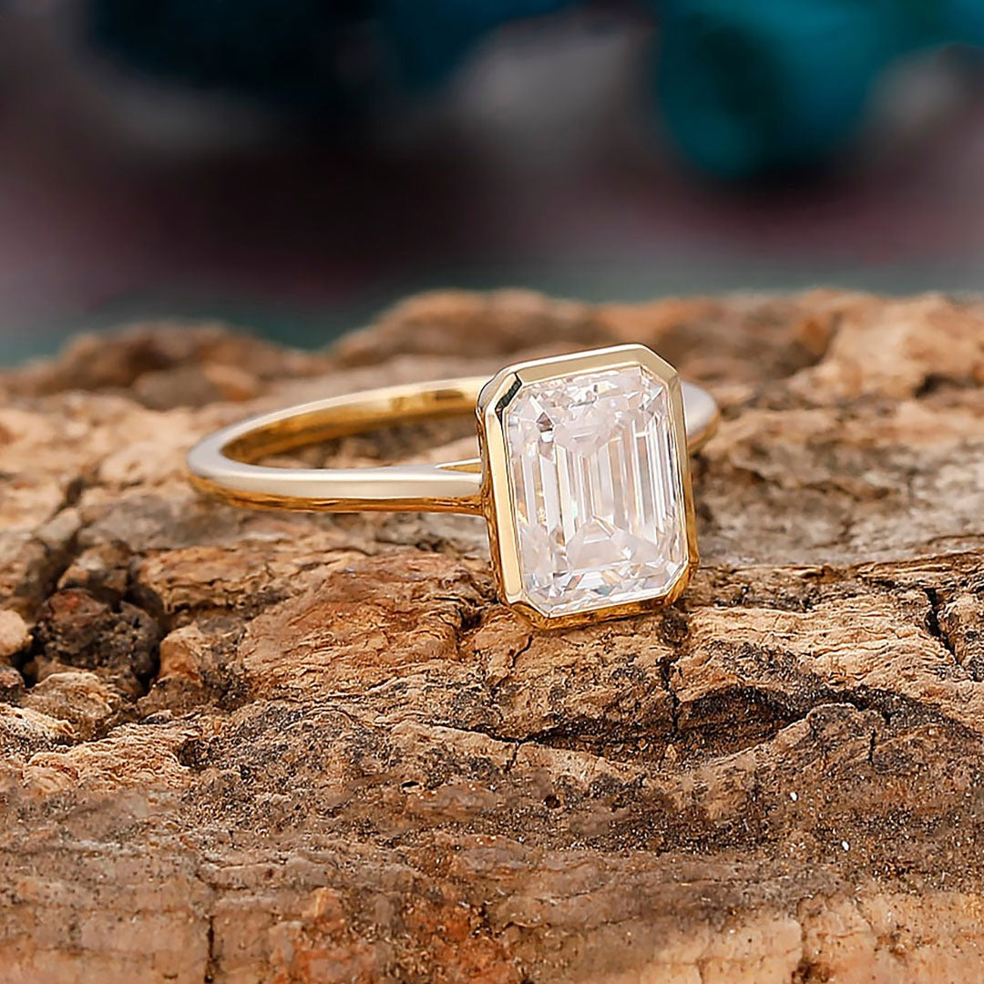 2.00 Ct Emerald Cut Engagement Ring With 14k Yellow