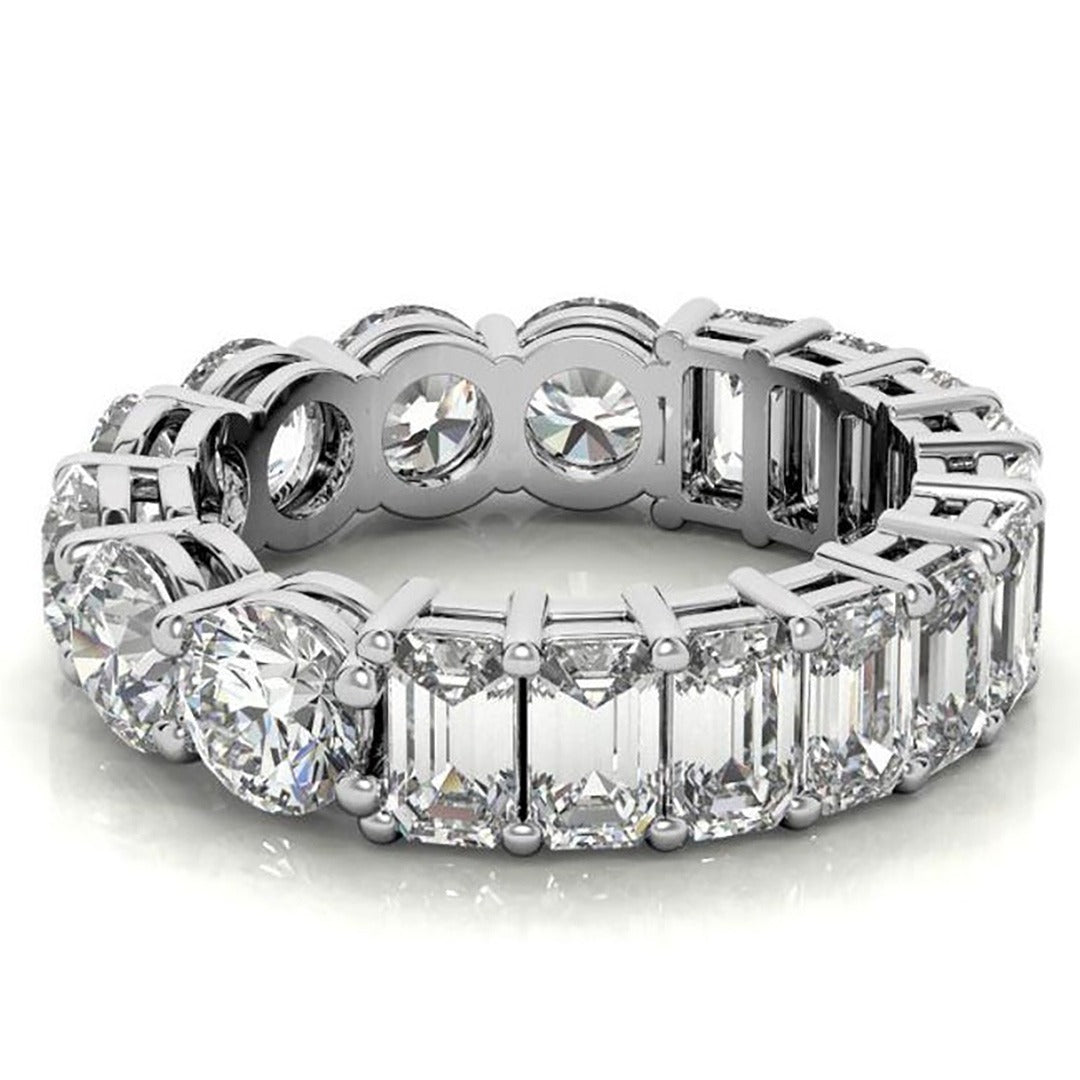 6.58 Ct Oval & Emerald Cut Lab Grown Diamond Eternity Band Ring