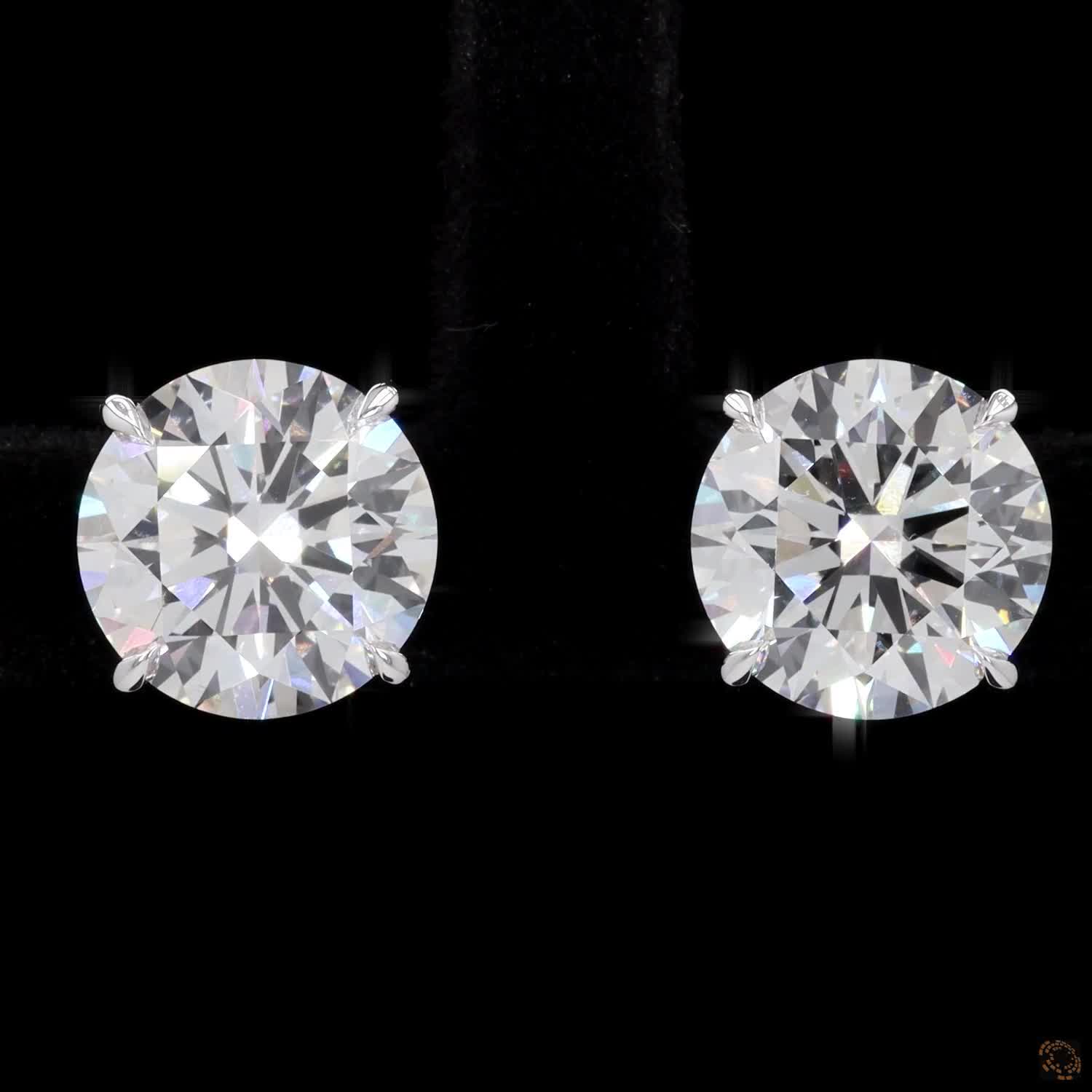 6.18 Ct 14K WHITE GOLD Round Shape Studs Earring
