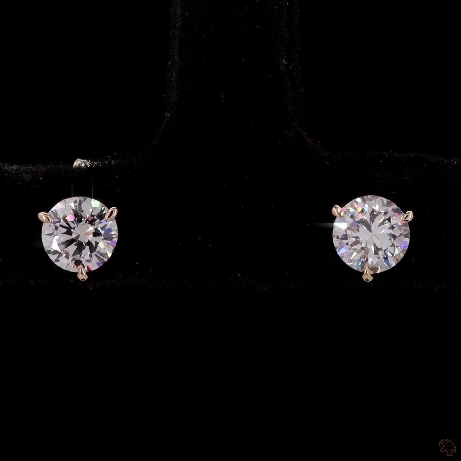 0.53 Ct Classic Round Solitaire Stud Earrings, 3-Prong Basket Post Backs