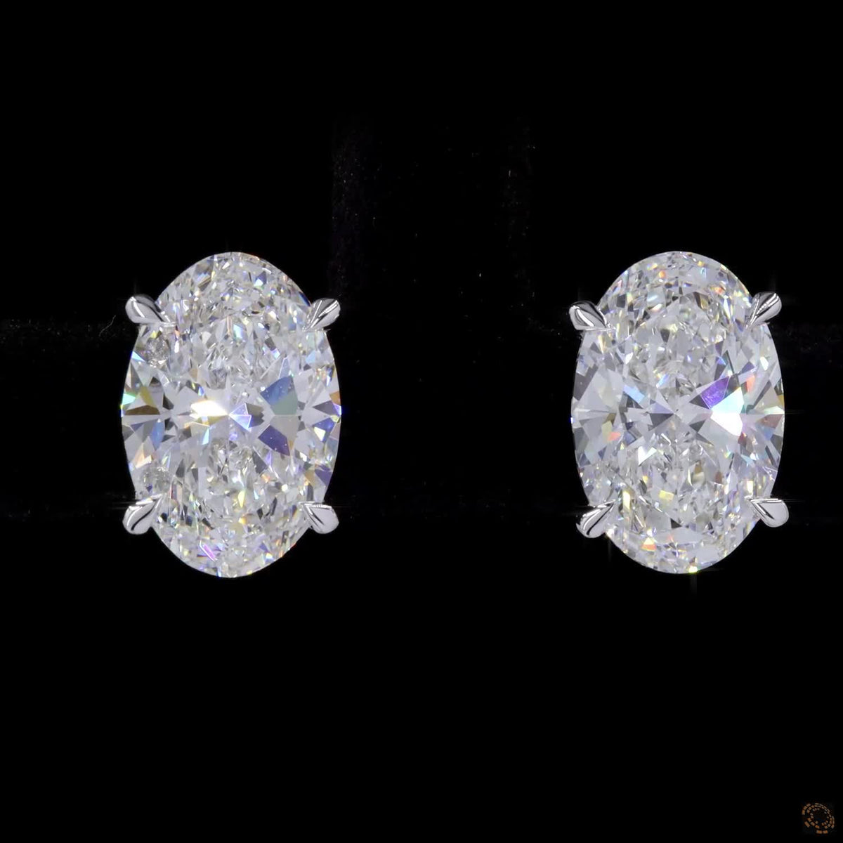 4.17 Ct 14K White Gold Oval Cut Diamond Solitaire Stud Earrings
