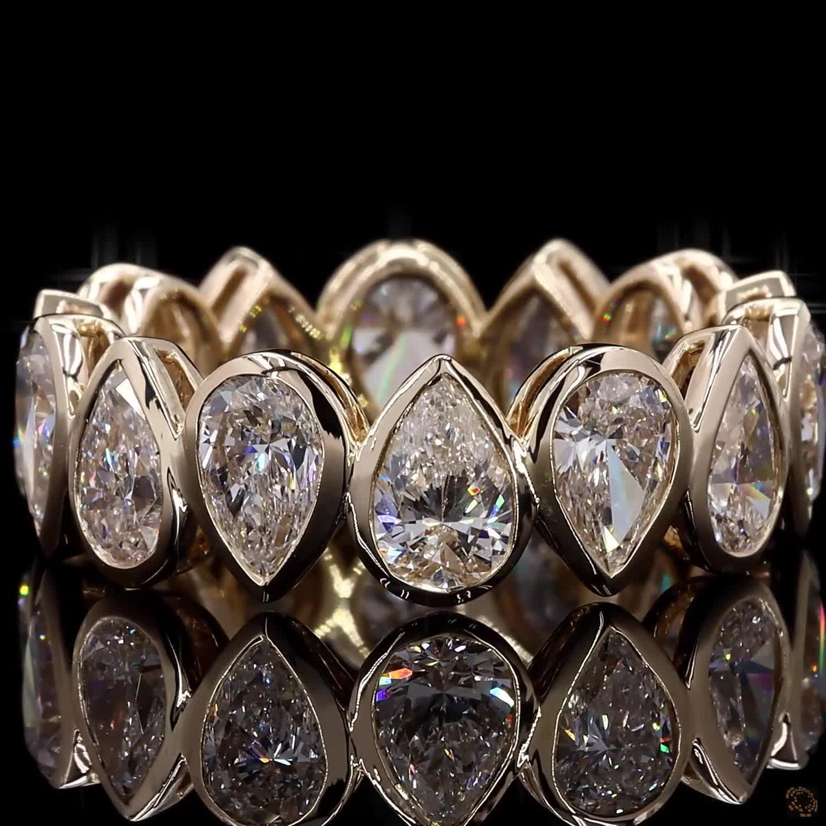 3.56 Ct Bezel Set Pear Diamond Eternity Band | Full Circle Lab Grown Diamond Ring | Elegant Stackable Wedding Band