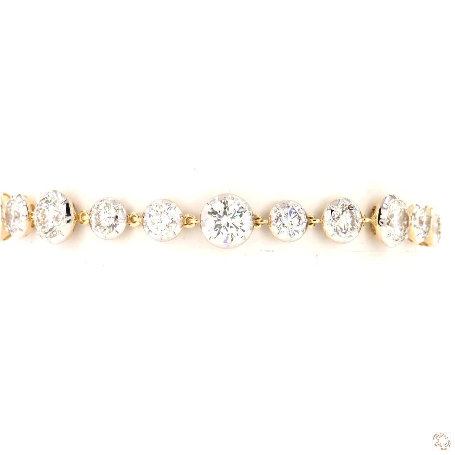 9.32 Ct Graduated Round Diamond Bezel Illusion Tennis Bracelet in 14K White Gold