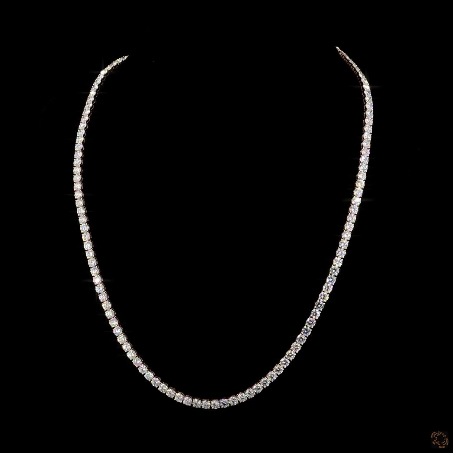 35.16 Ct Round Lab-Grown Diamond Tennis Choker Necklace in Yellow Gold
