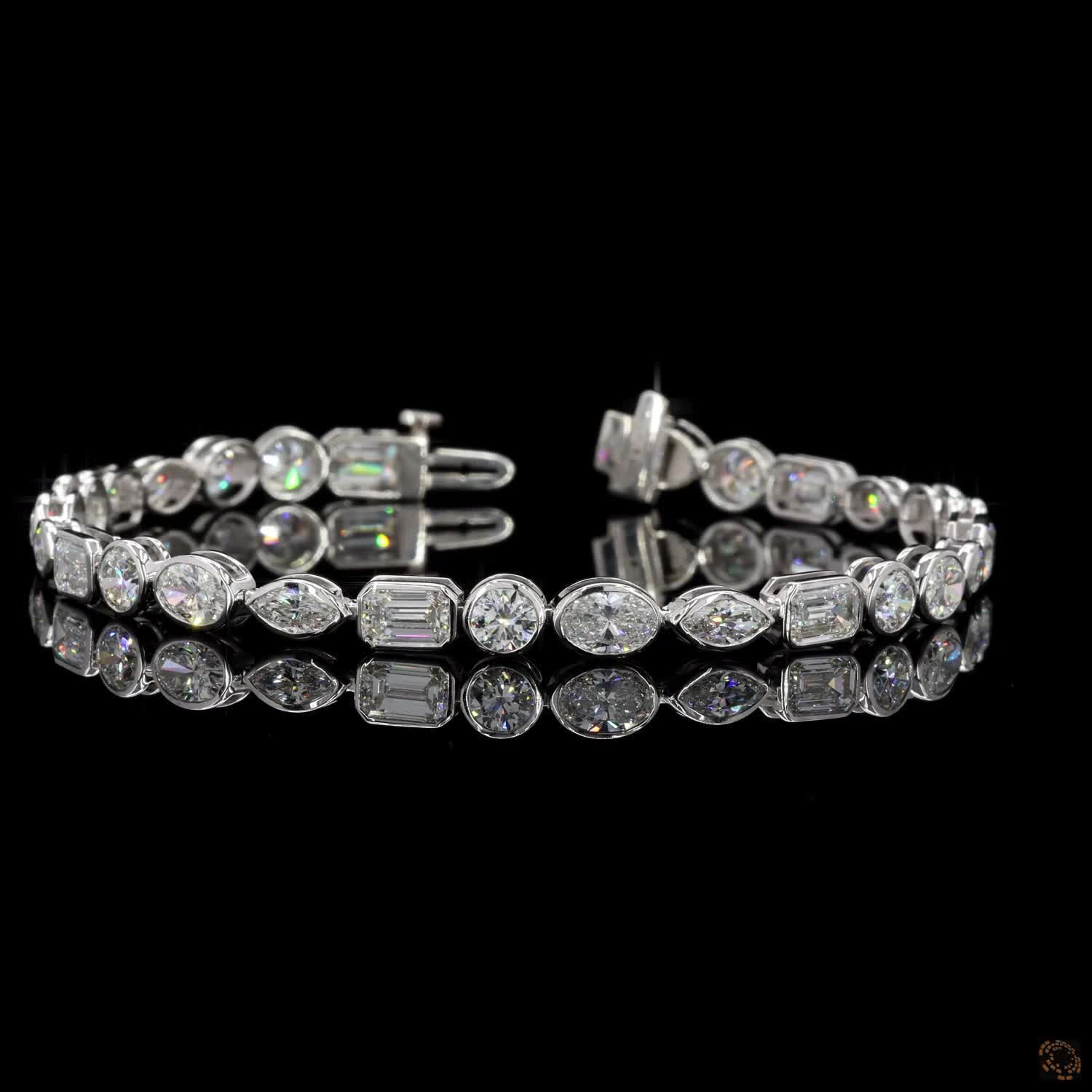 9.35 Ct Luxury Mixed Shape Diamond Tennis Bracelet | Lab Grown Diamonds | White Gold Bracelet