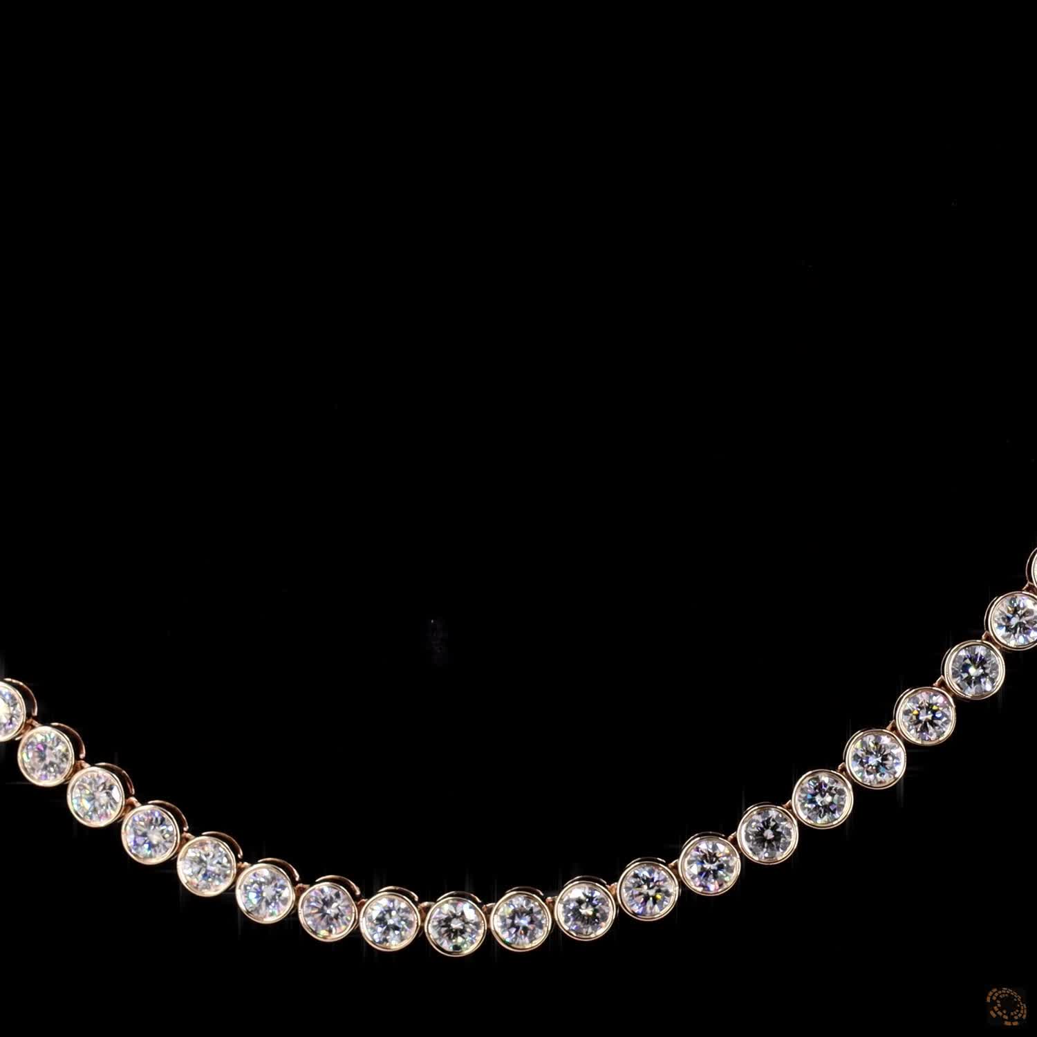 12.56 Ct Bezel-Set Round Cut Lab-Grown Diamond Tennis Necklace in 14K Yellow Gold