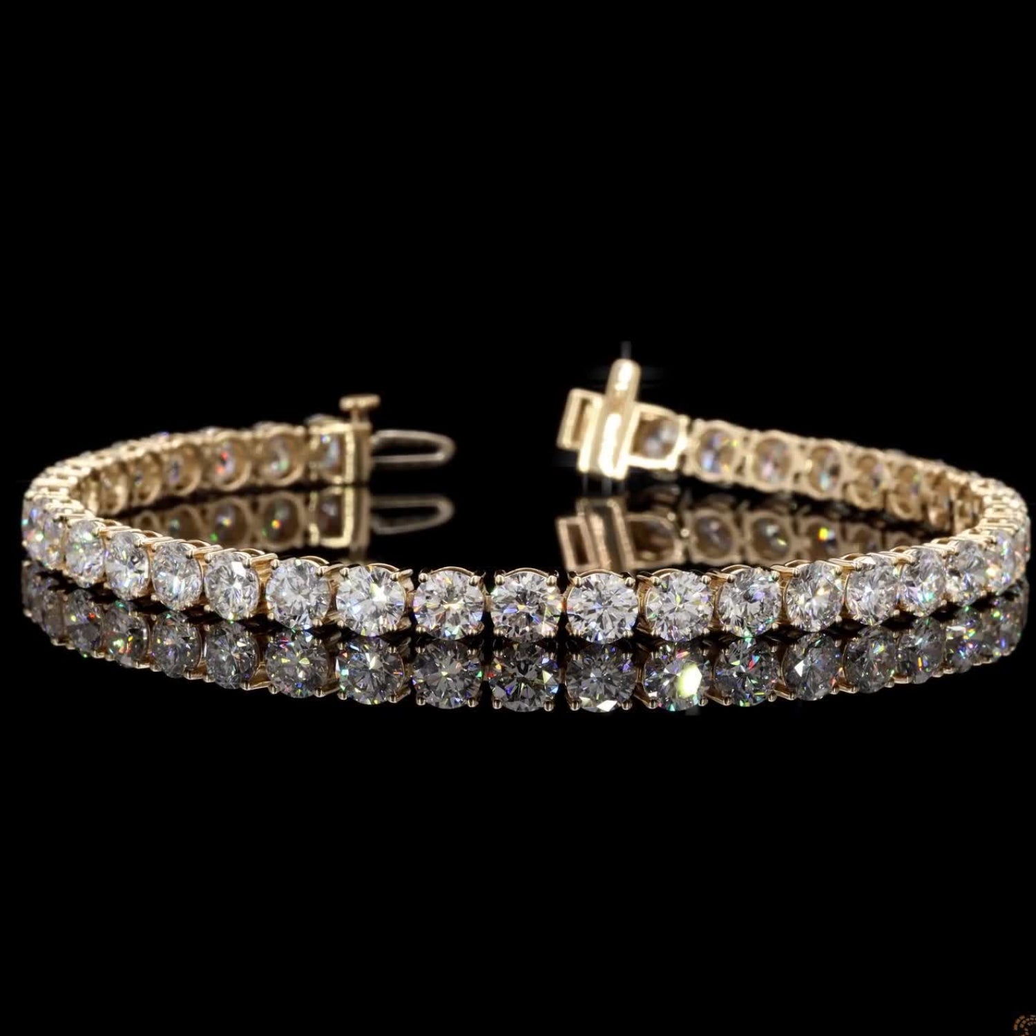 12.63 Ct 14K Yellow GOLD Round Shape Tennis Bracelet