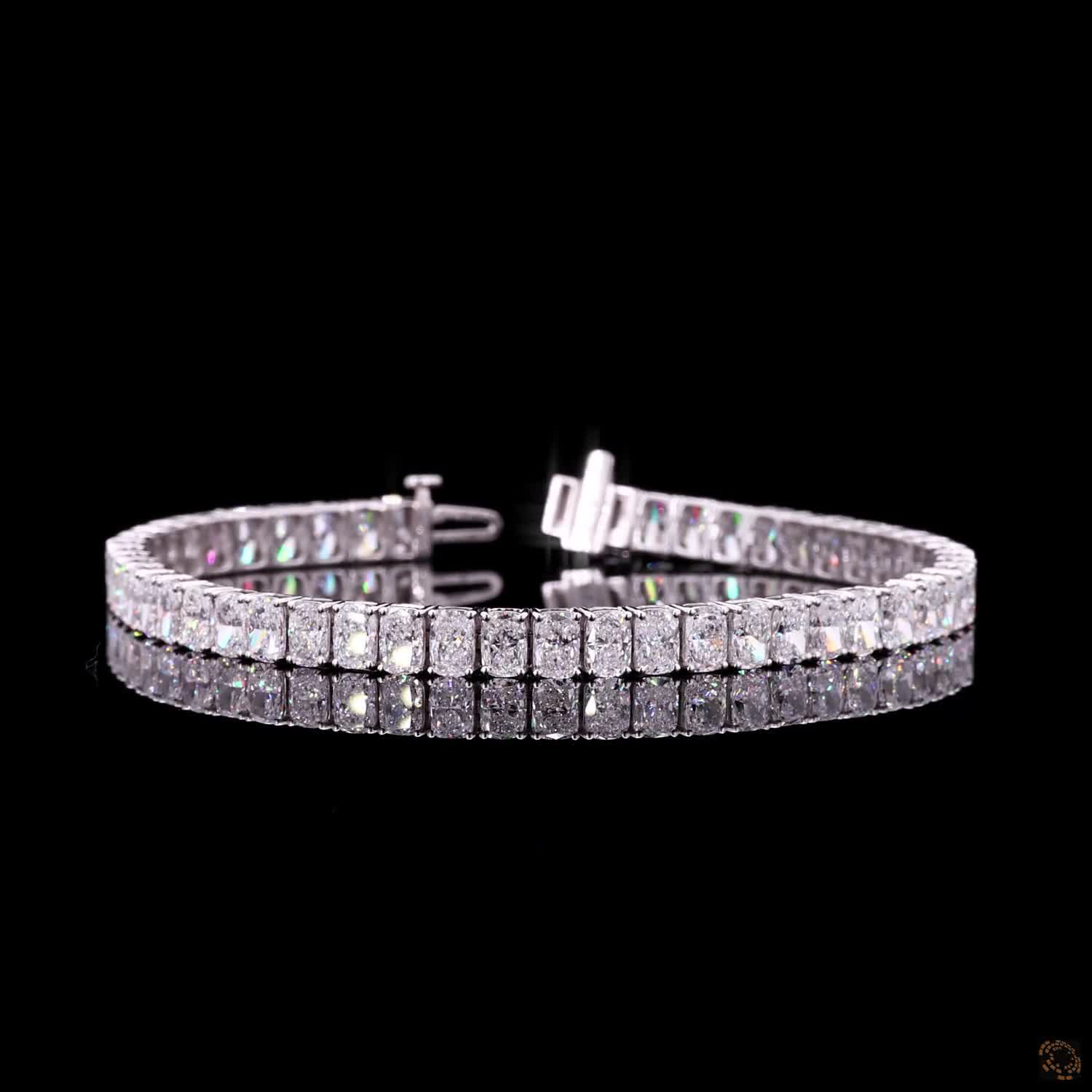 14.18 Ct Radiant Cut Moissanite Tennis Bracelet in 14K White Gold | Vertical North-South Radiant Diamond Alternative Line Bracelet
