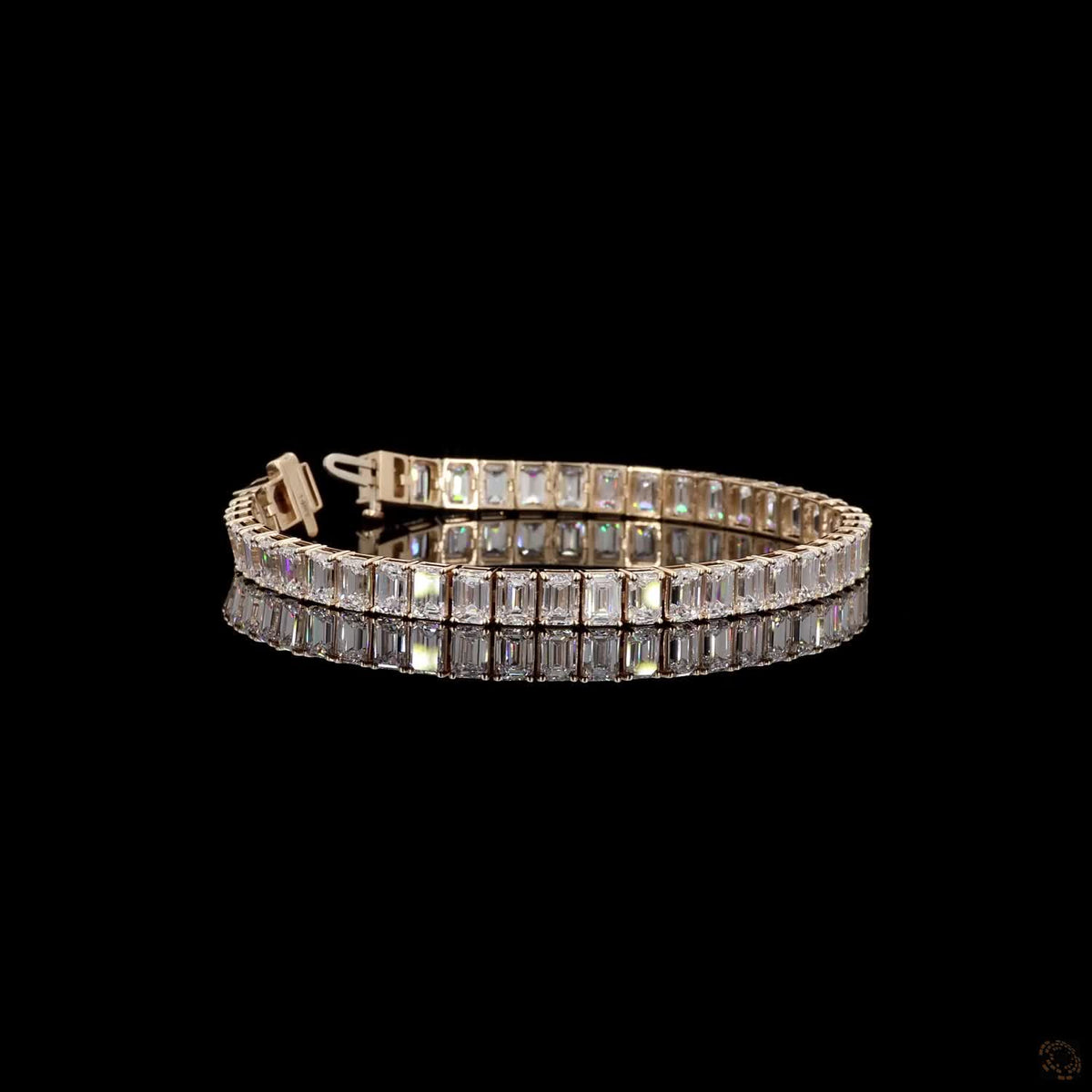 18.52 Ct East-West Emerald Cut Diamond Tennis Bracelet in 14K Yellow Gold