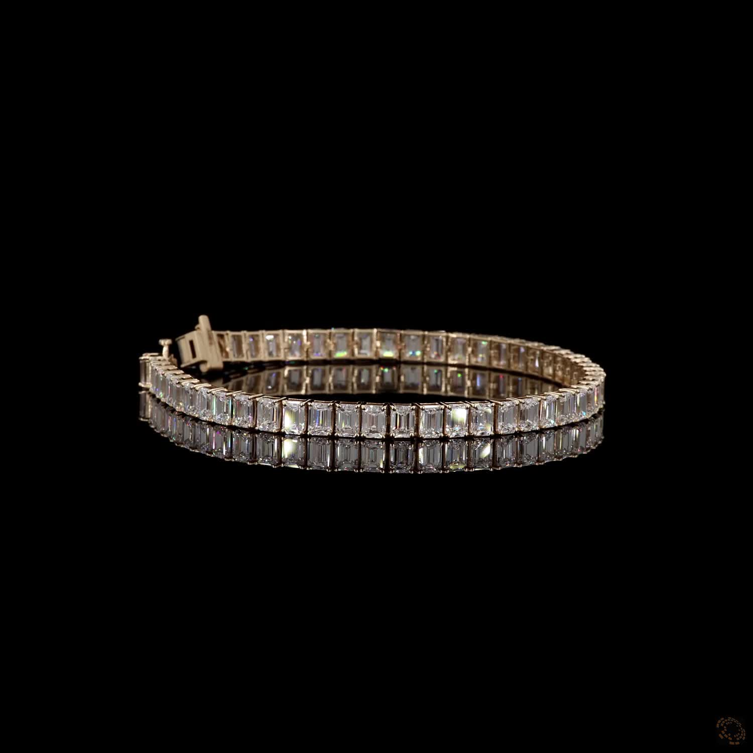 15.27 Ct Emerald Cut Diamond Tennis Bracelet in 14K Yellow Gold