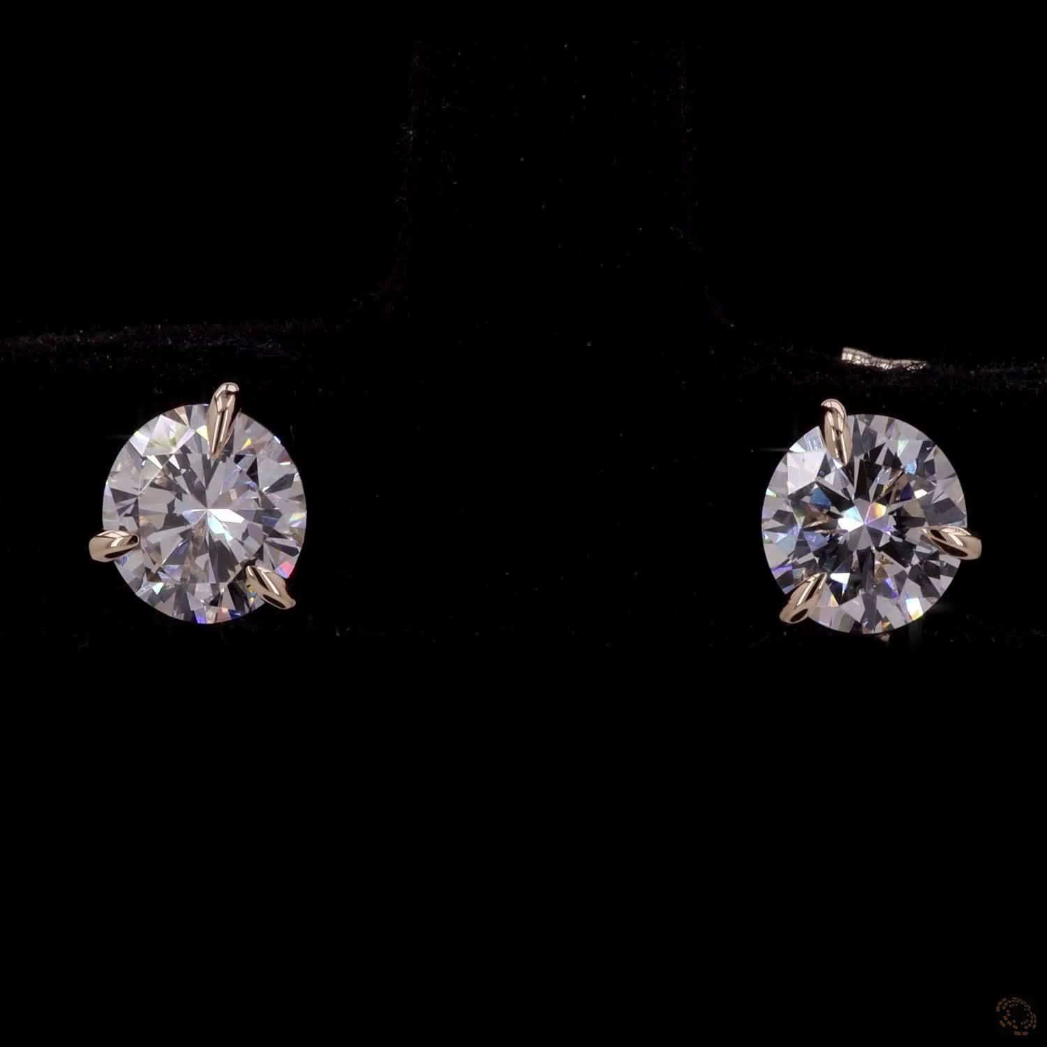 0.99 Ct Yellow Gold Round Cut Solitaire Stud Earrings in 3-Prong Martini Setting