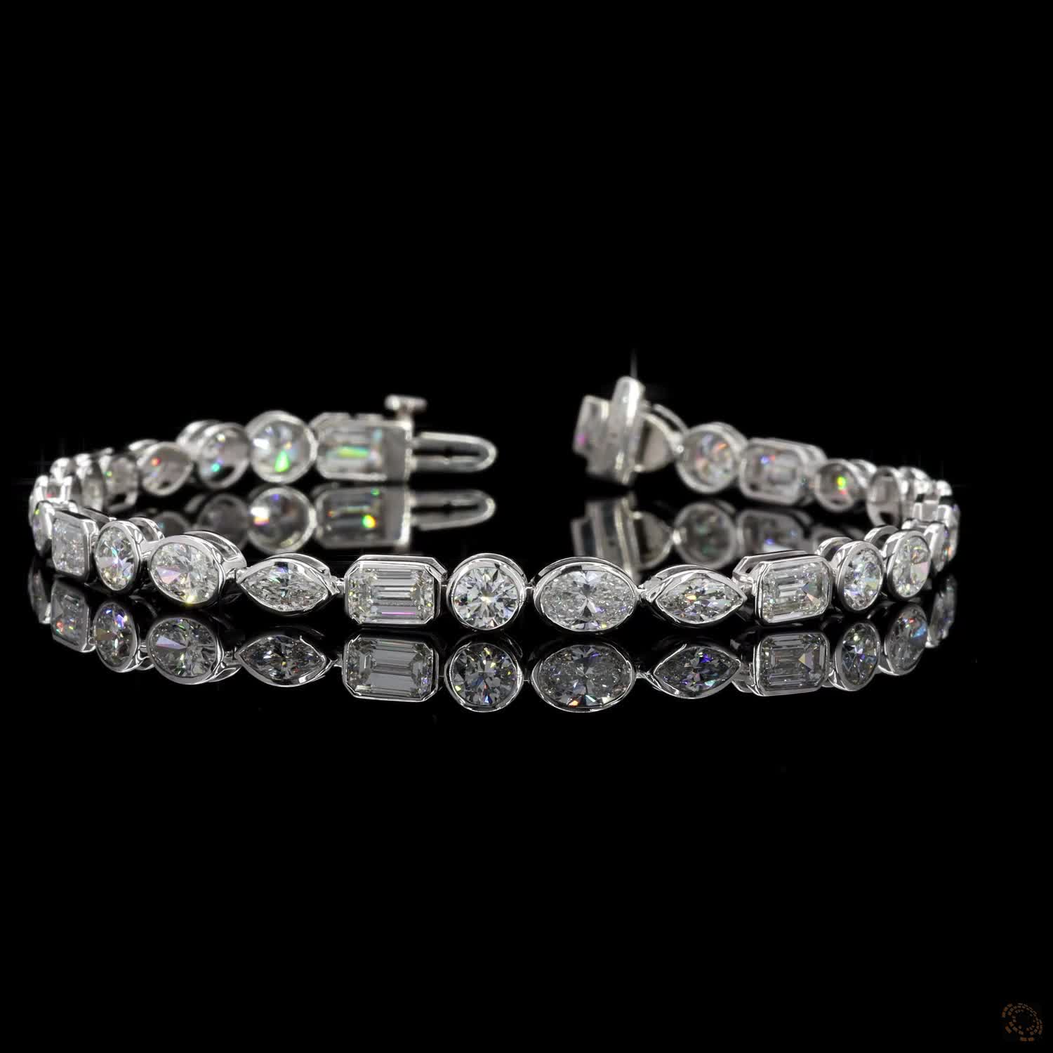 9.35 Ct Multi-Shape Diamond Bezel Station Line Bracelet in White Gold