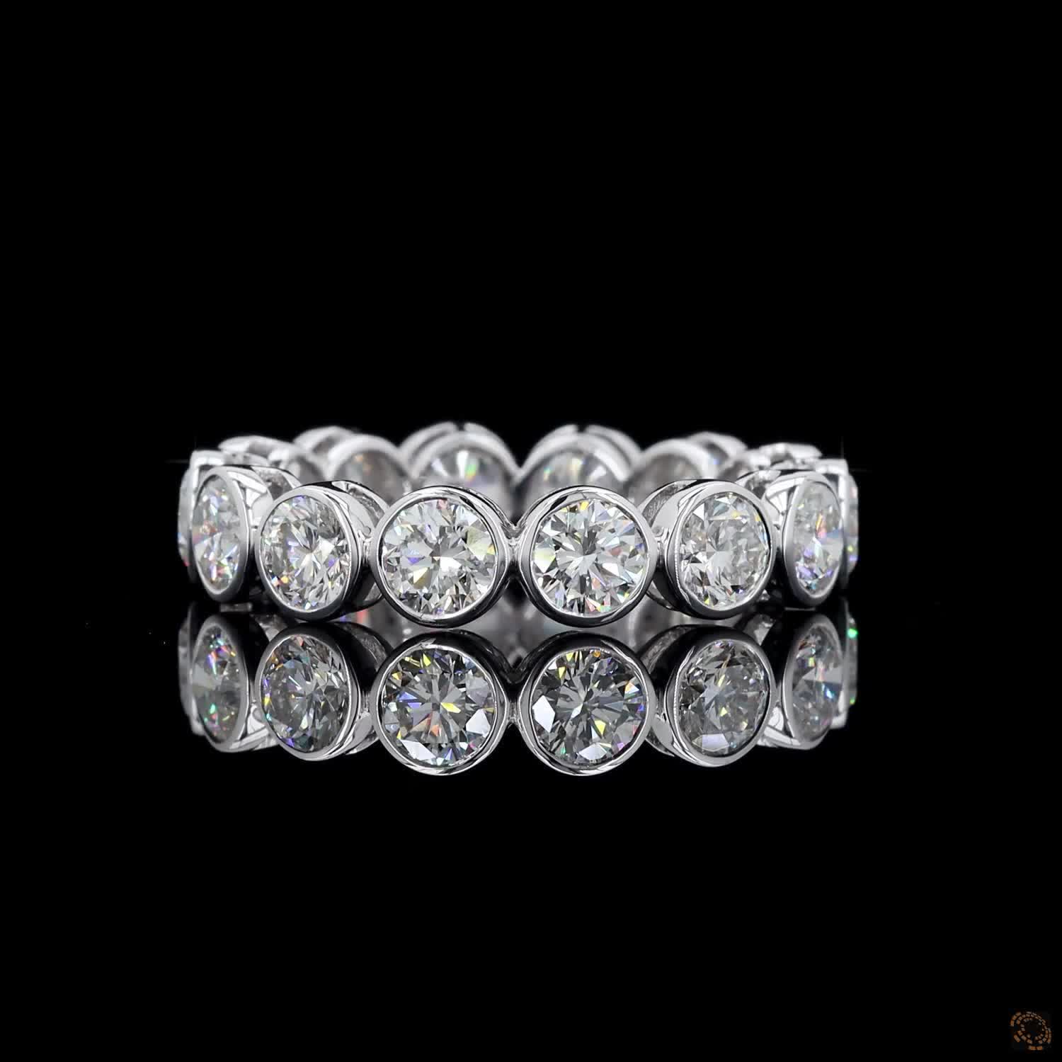 3.67 Ct Round Cut Diamond Bezel Eternity Band – 14K White Gold Floating Bezel Wedding Ring