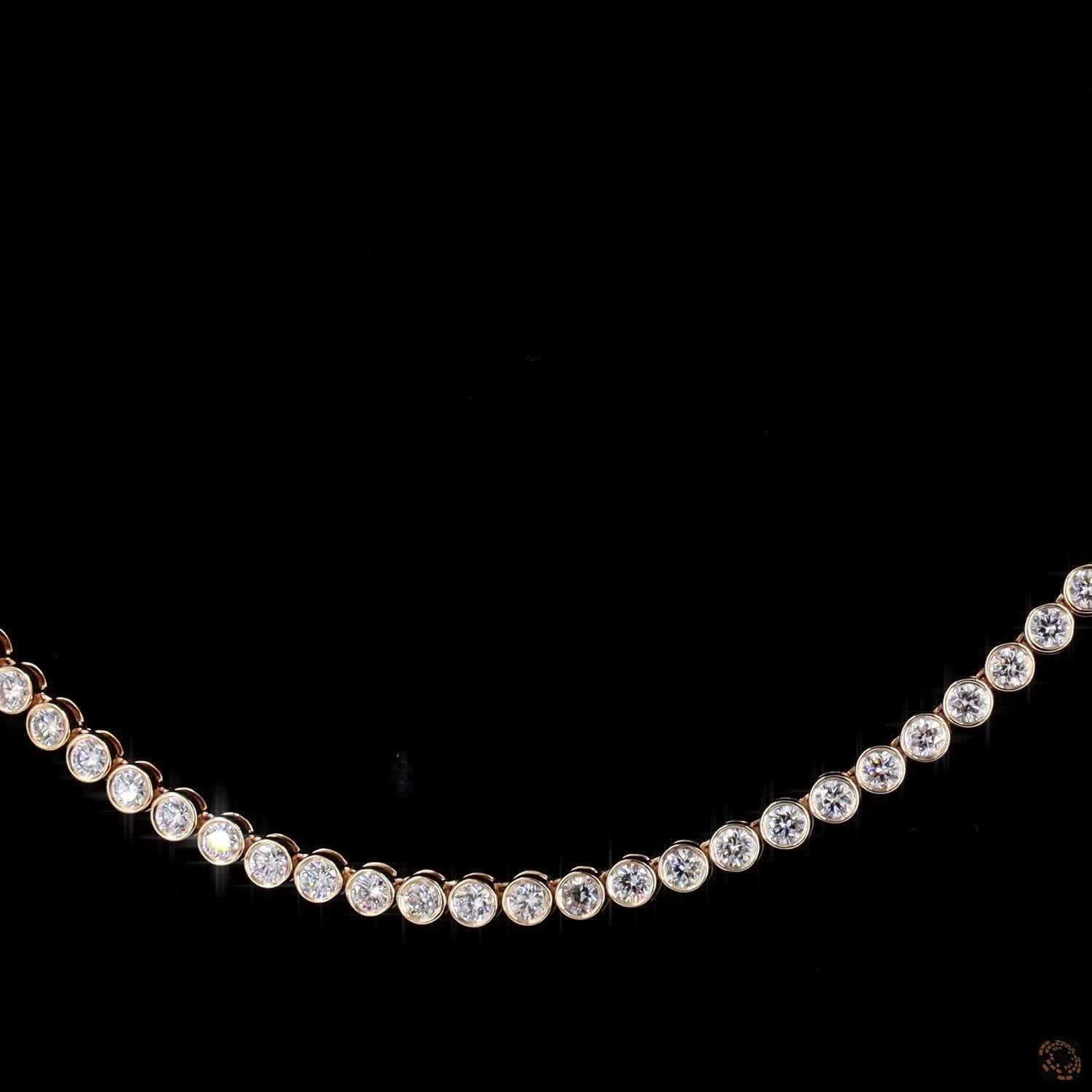 8.25 Ct Experience modern luxury with this bezel-set round-cut diamond tennis necklace