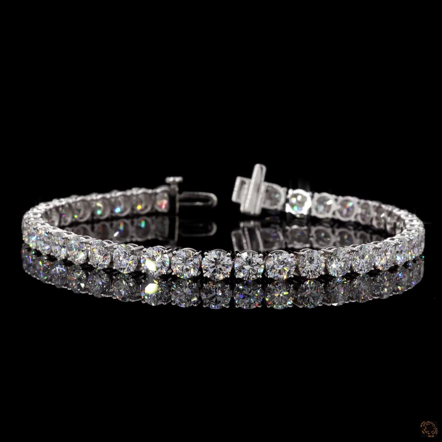 12.66 Ct White Gold Graduated Bezel Tennis Bracelet, Round Moissanite Statement Bracelet, Vintage-Inspired Stackable Fine Jewelry, Luxury Gift for Her