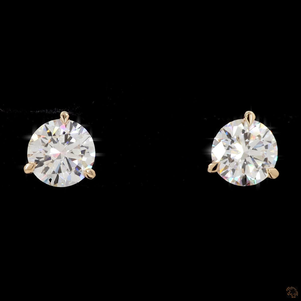 1.44 Ct Round Cut Solitaire Diamond Stud Earrings in Yellow Gold