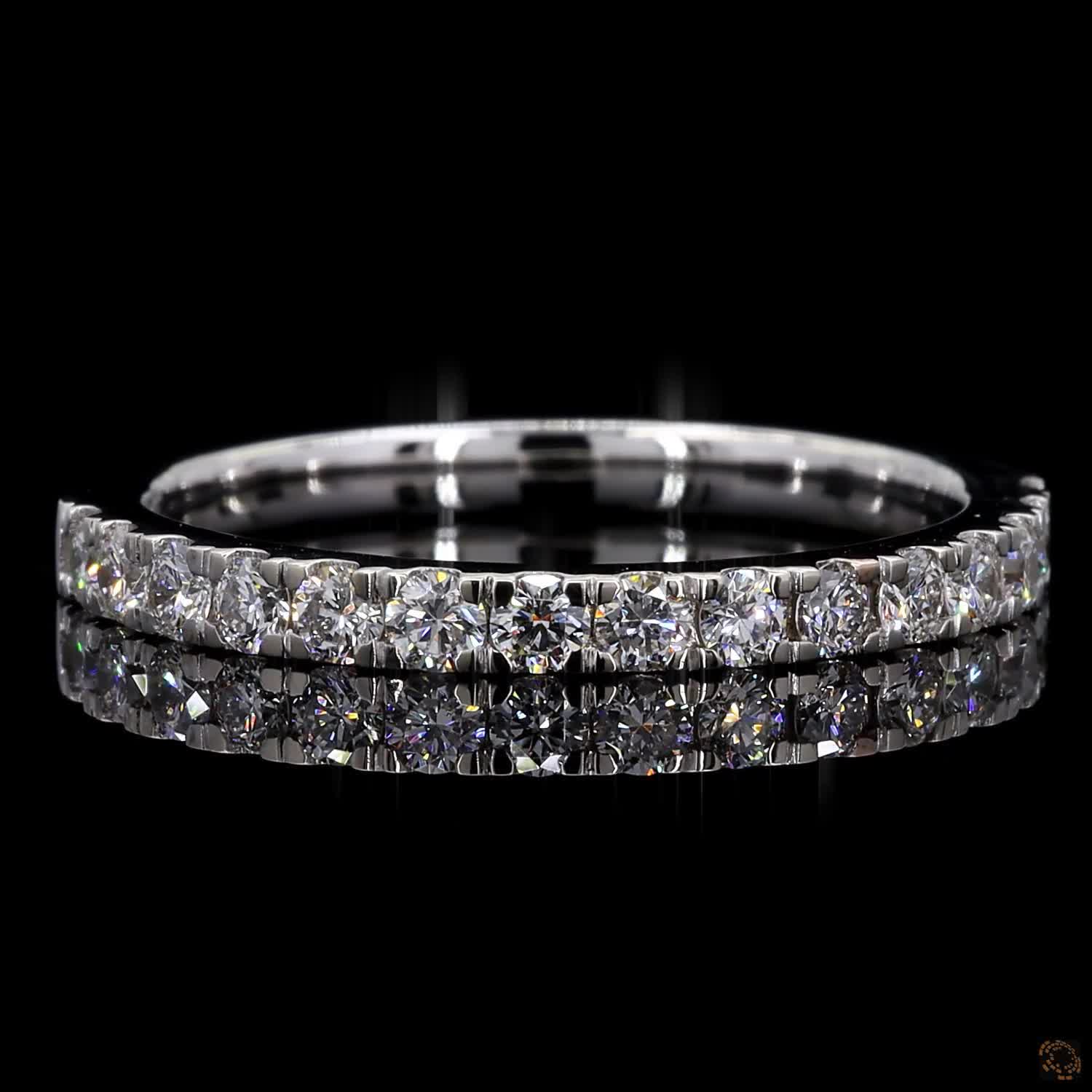 0.37 Ct Wedding Band Ring Round Diamond 14k White Gold Plated Silver