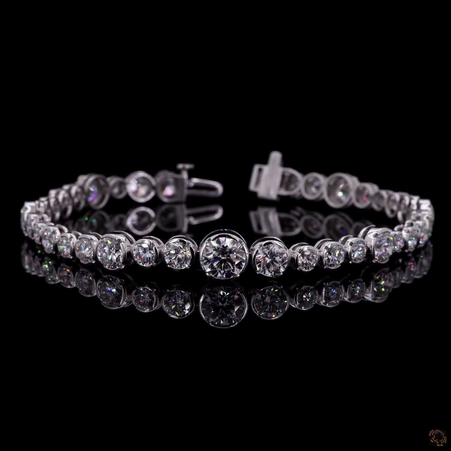 10.22 Ct White Gold Bezel Tennis Bracelet, Round Cut Moissanite Eternity Bracelet, Modern Stackable Fine Jewelry, Minimalist Bridal Gift