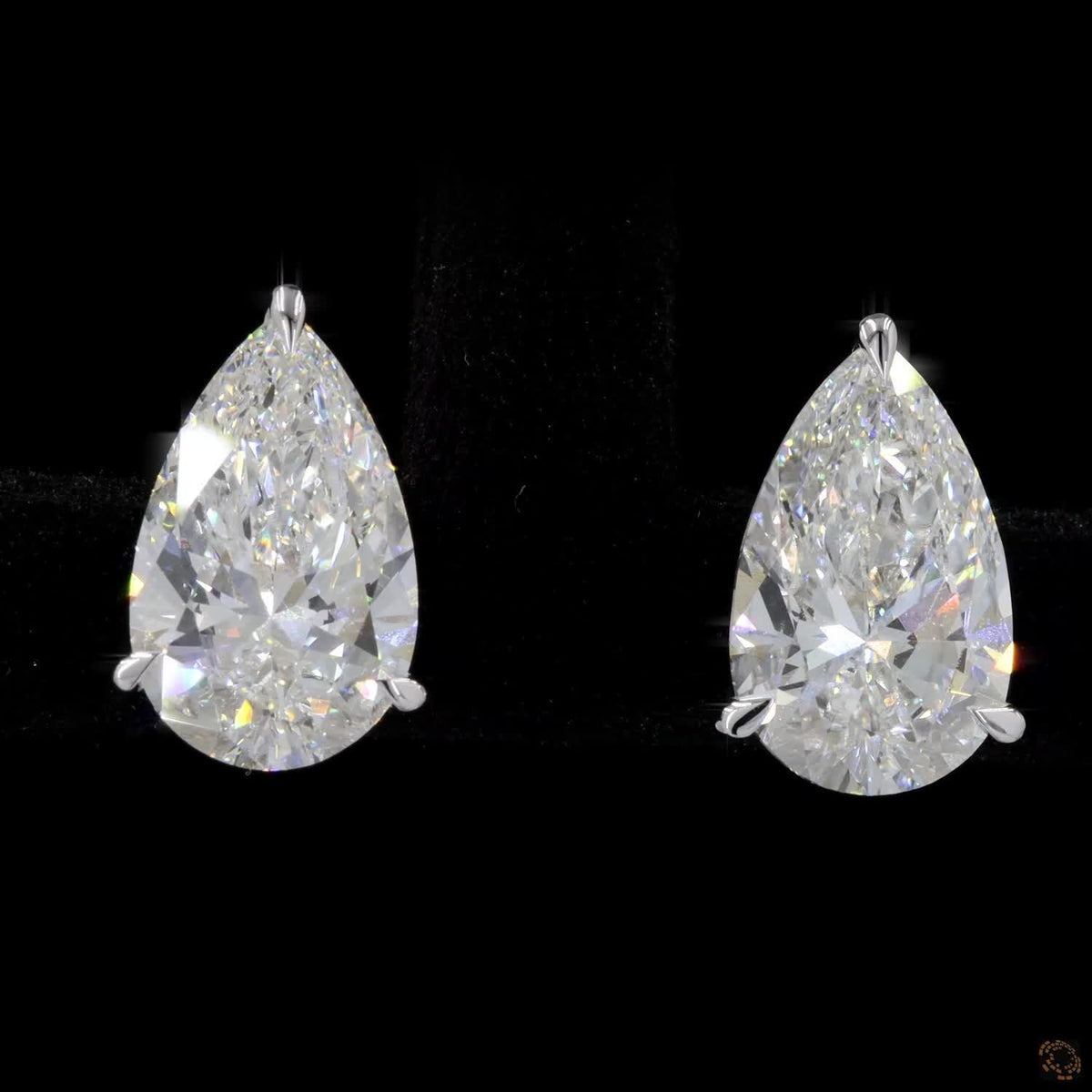 4.12 Ct 14K White Gold Pear Cut Diamond Solitaire Stud Earrings