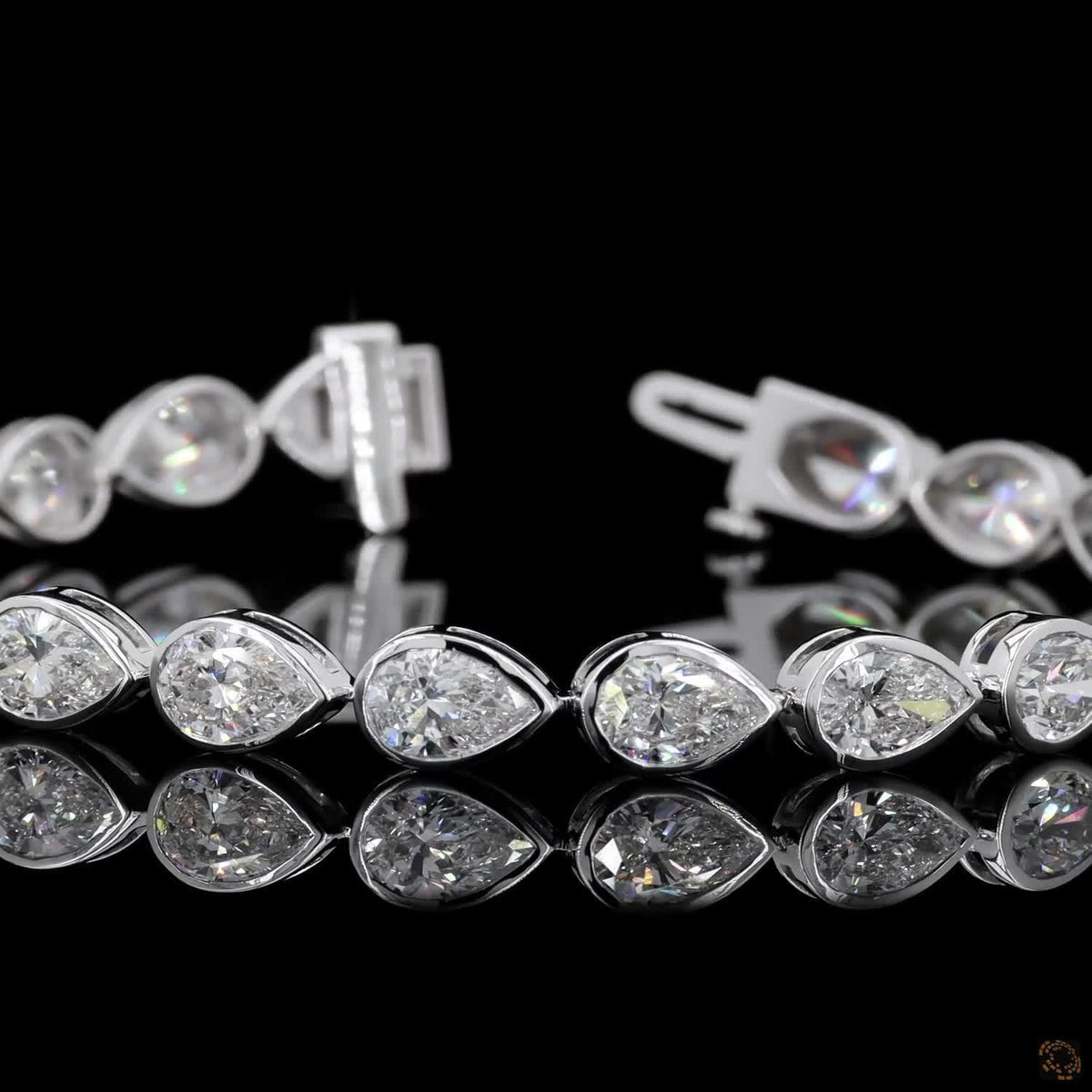 10.67 Ct Pear Cut Diamond Tennis Bracelet, Bezel Set Diamond Bracelet, Teardrop Diamond Bracelet