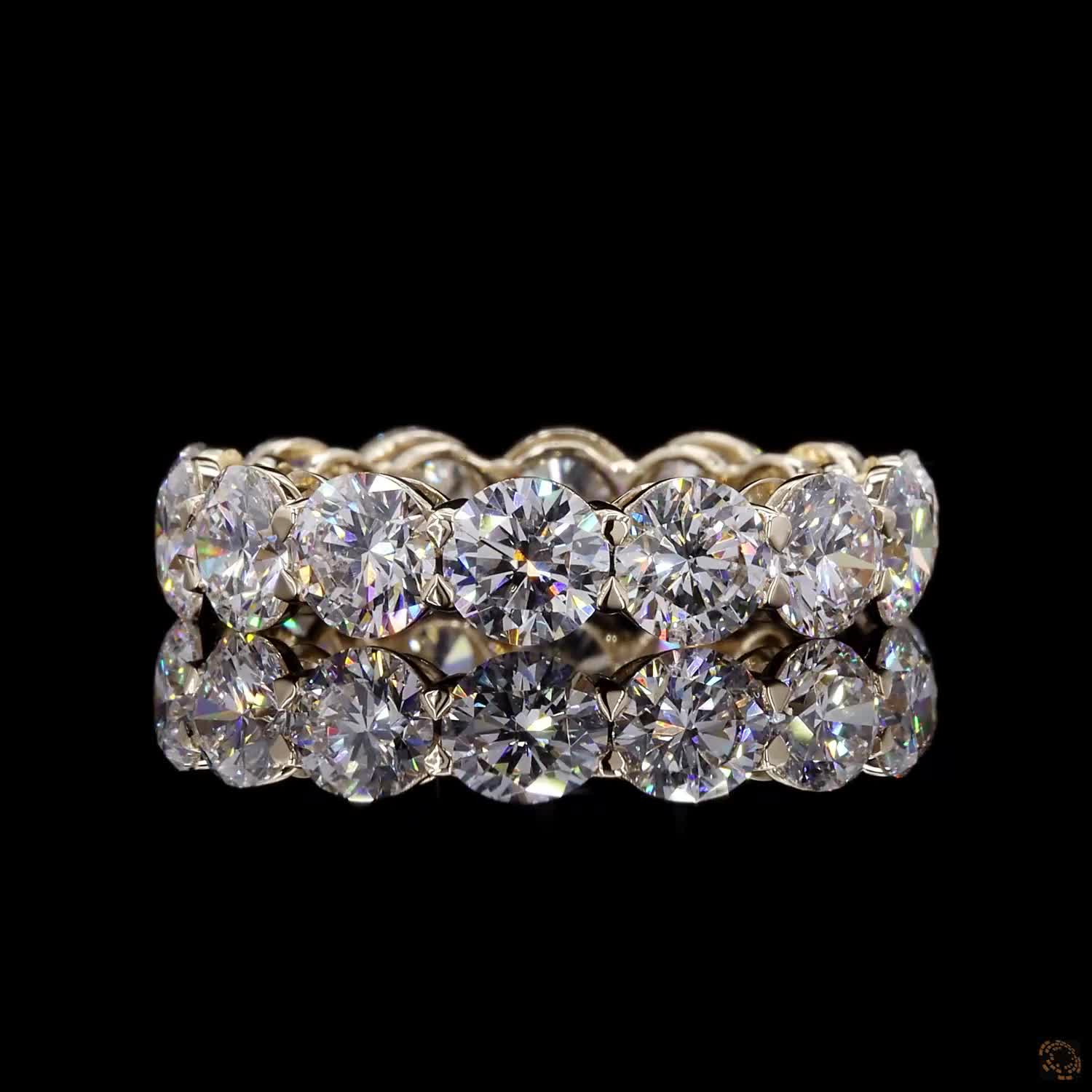 6.67 Ct Full Eternity Wedding Band, Round Brilliant Cut Shared Prong Bridal Band in White Gold