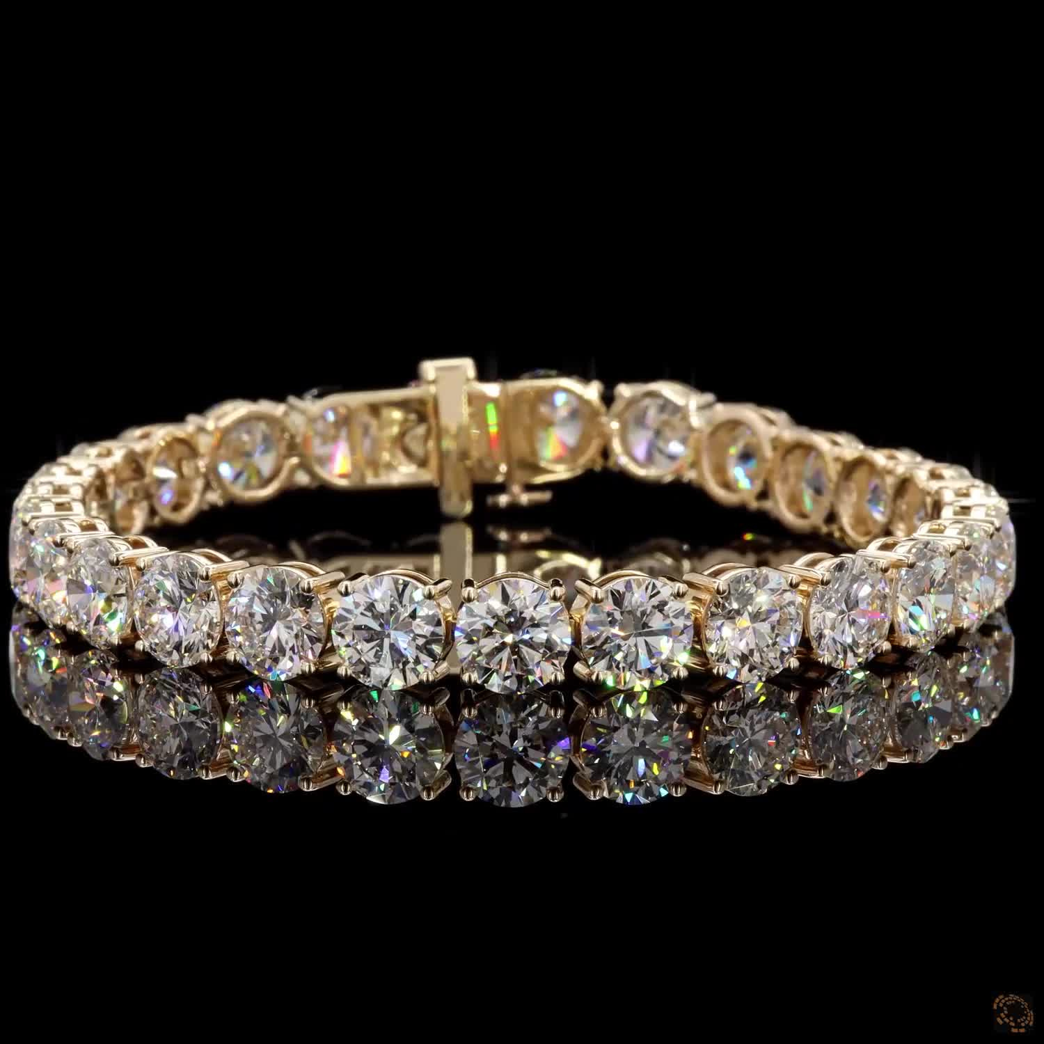 28.61 Ct Round Cut Lab Grown Diamond Tennis Bracelet