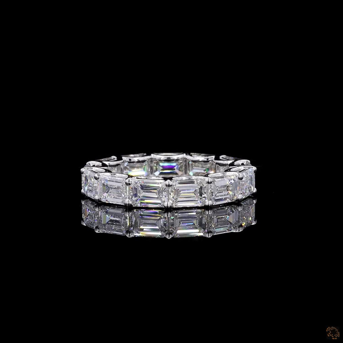 6.8 Ct East-West Emerald Cut Diamond Eternity Band set in white gold