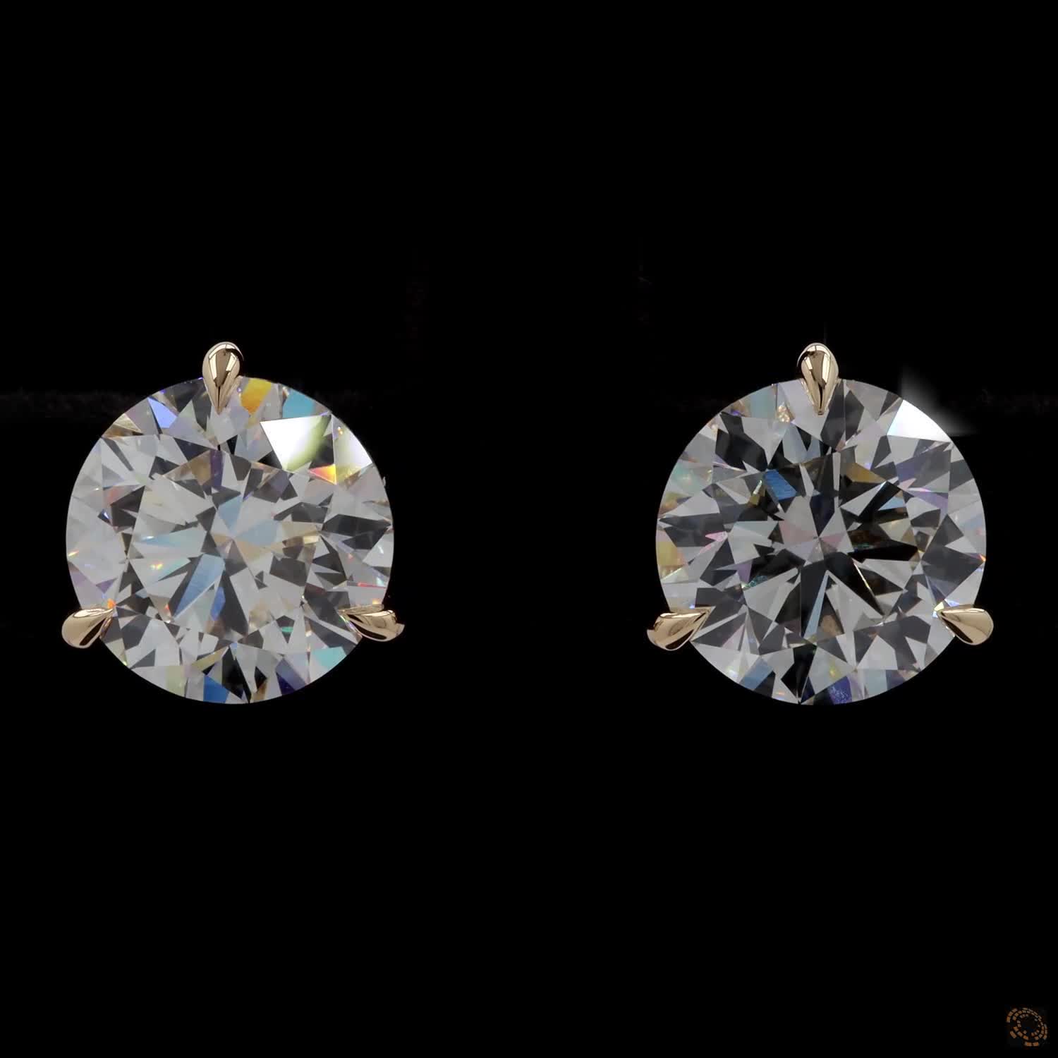 5.08 Ct Classic Round Diamond Solitaire Studs in White Gold