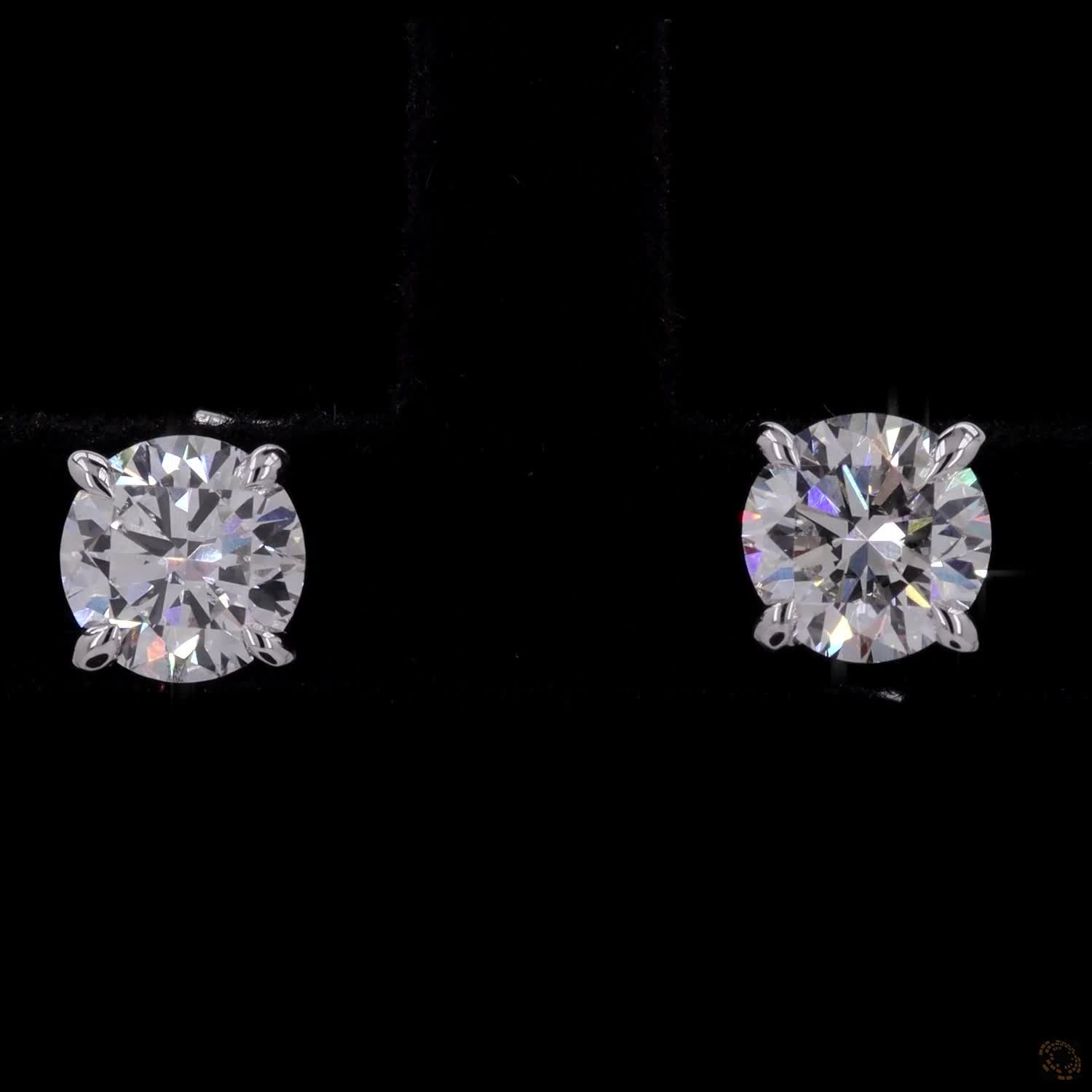 1.45 Ct 14K White Gold Round Cut Solitaire Stud Earrings with Double Prongs
