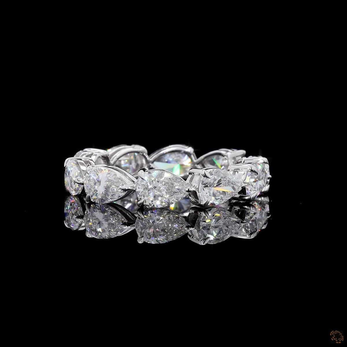 3.76 Ct East-West Pear Cut Diamond Eternity Band in White Gold