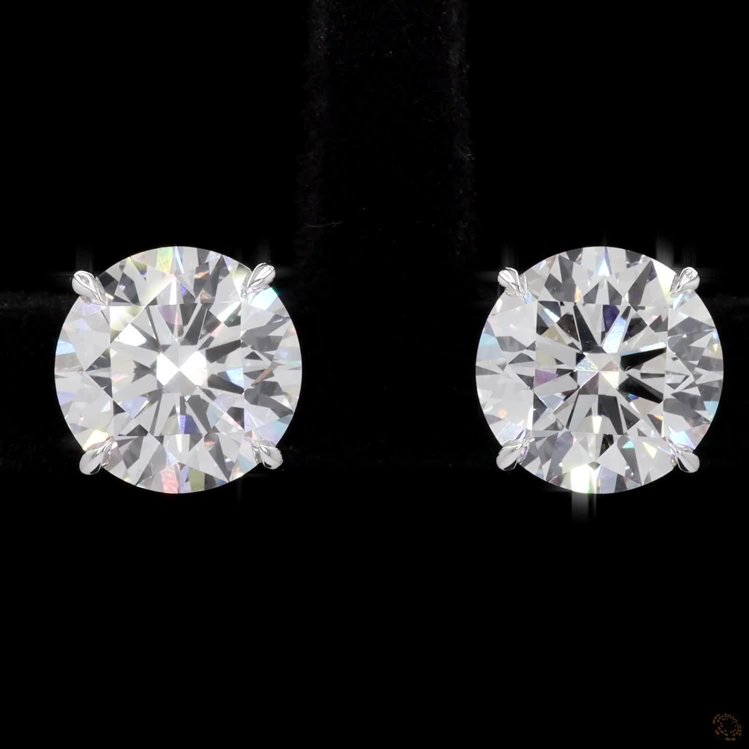 6.18 Ct Classic White Gold Round Diamond Solitaire Studs, High-Polish 4-Prong Basket Earrings for Women