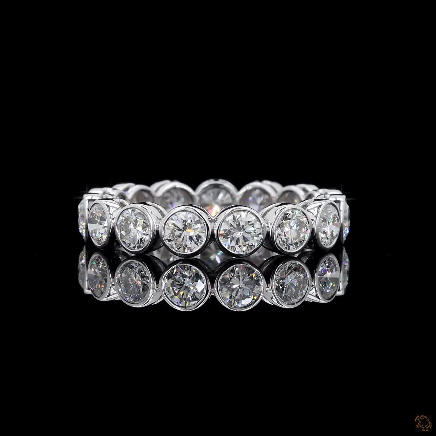 2.78 Ct Round Cut Diamond Bezel Eternity Band – 14K White Gold Floating Bezel Wedding Ring