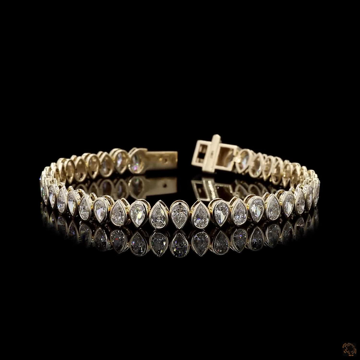 10.27 Ct Pear Cut Lab Grown Diamond Bracelet in 14k Yellow Gold