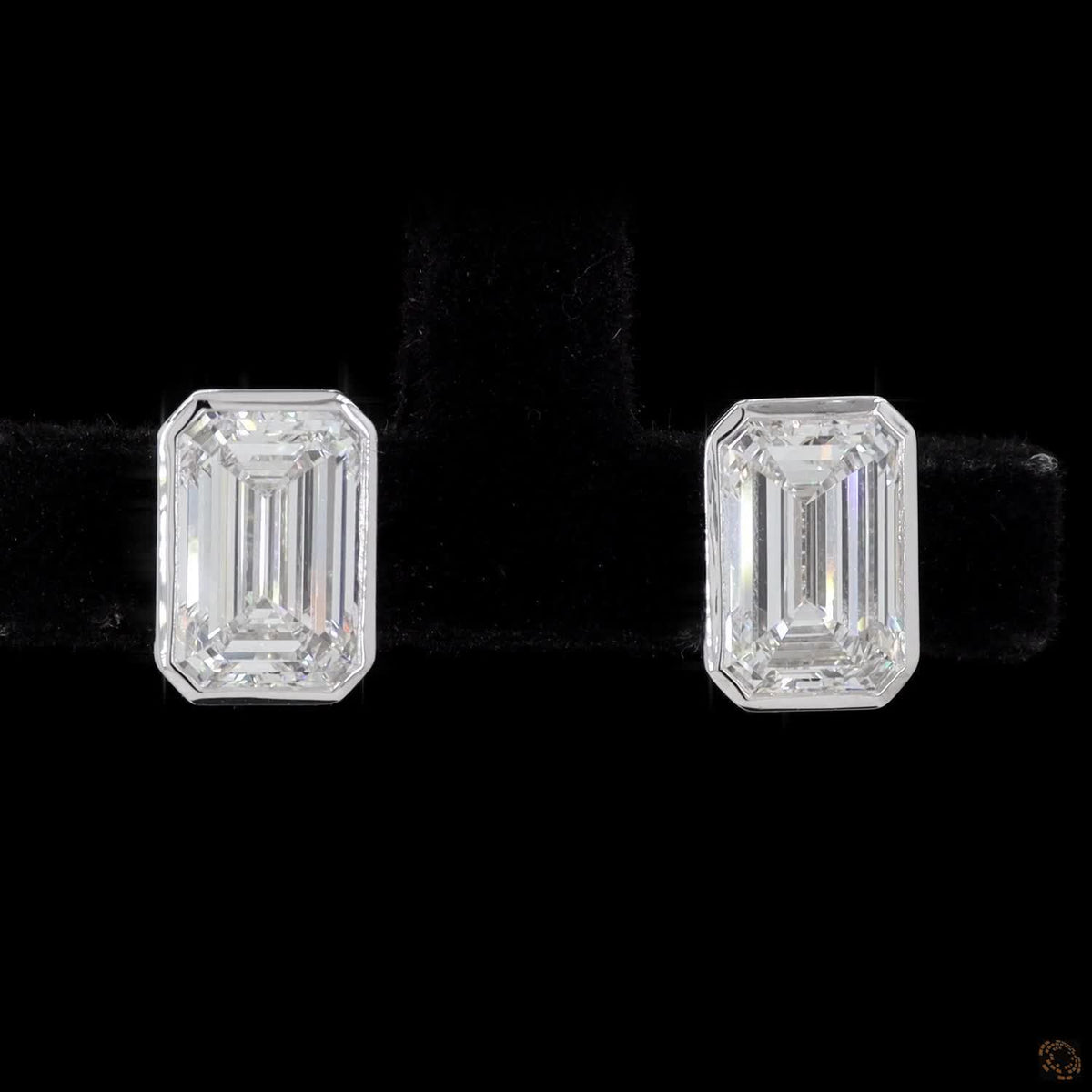 3.05 Ct Emerald Cut Diamond Stud Earrings White Gold Emerald Diamond Studs