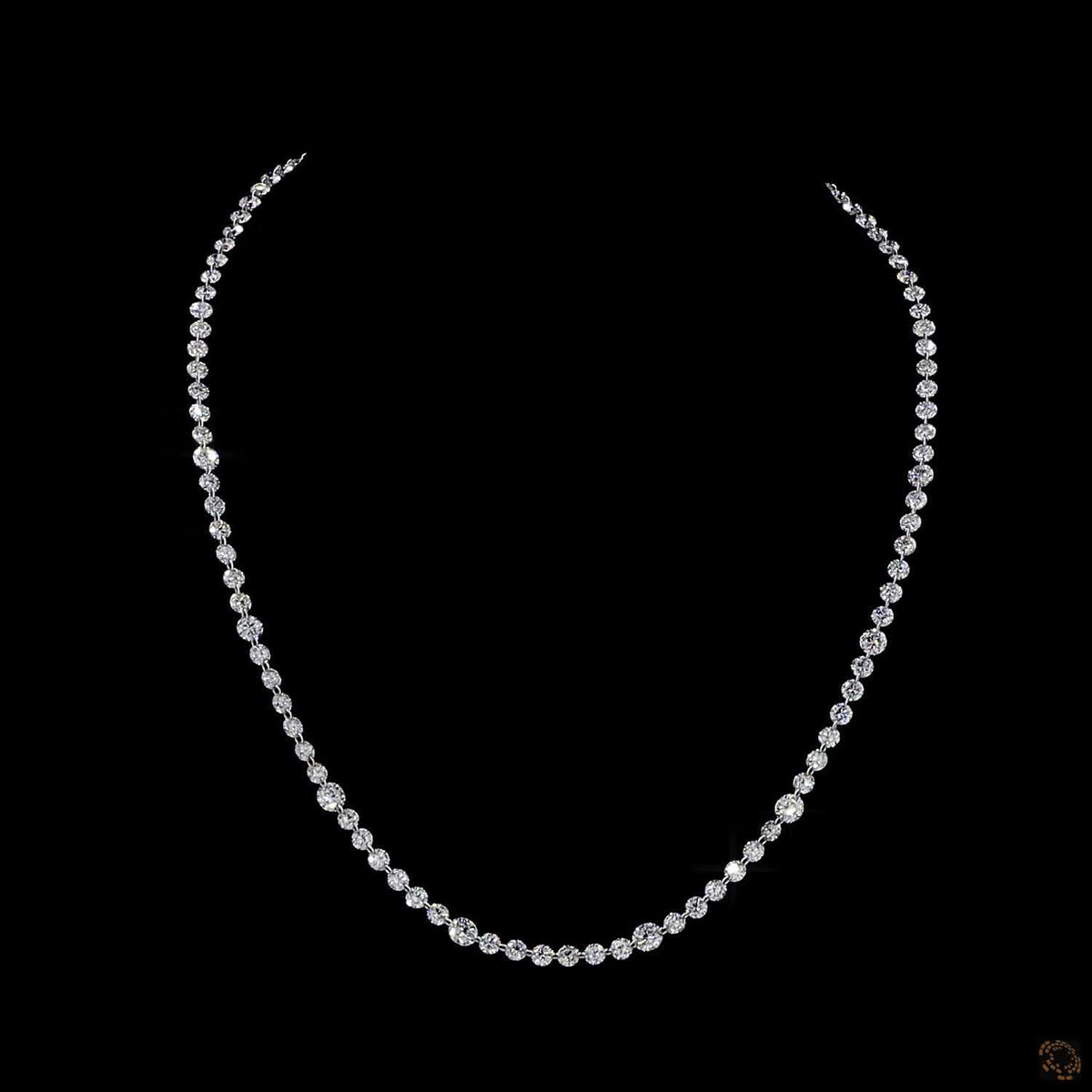 22.72 Ct Delicately Graduated Round Cut Lab-Grown Diamond Tennis Necklace in 14K White Gold
