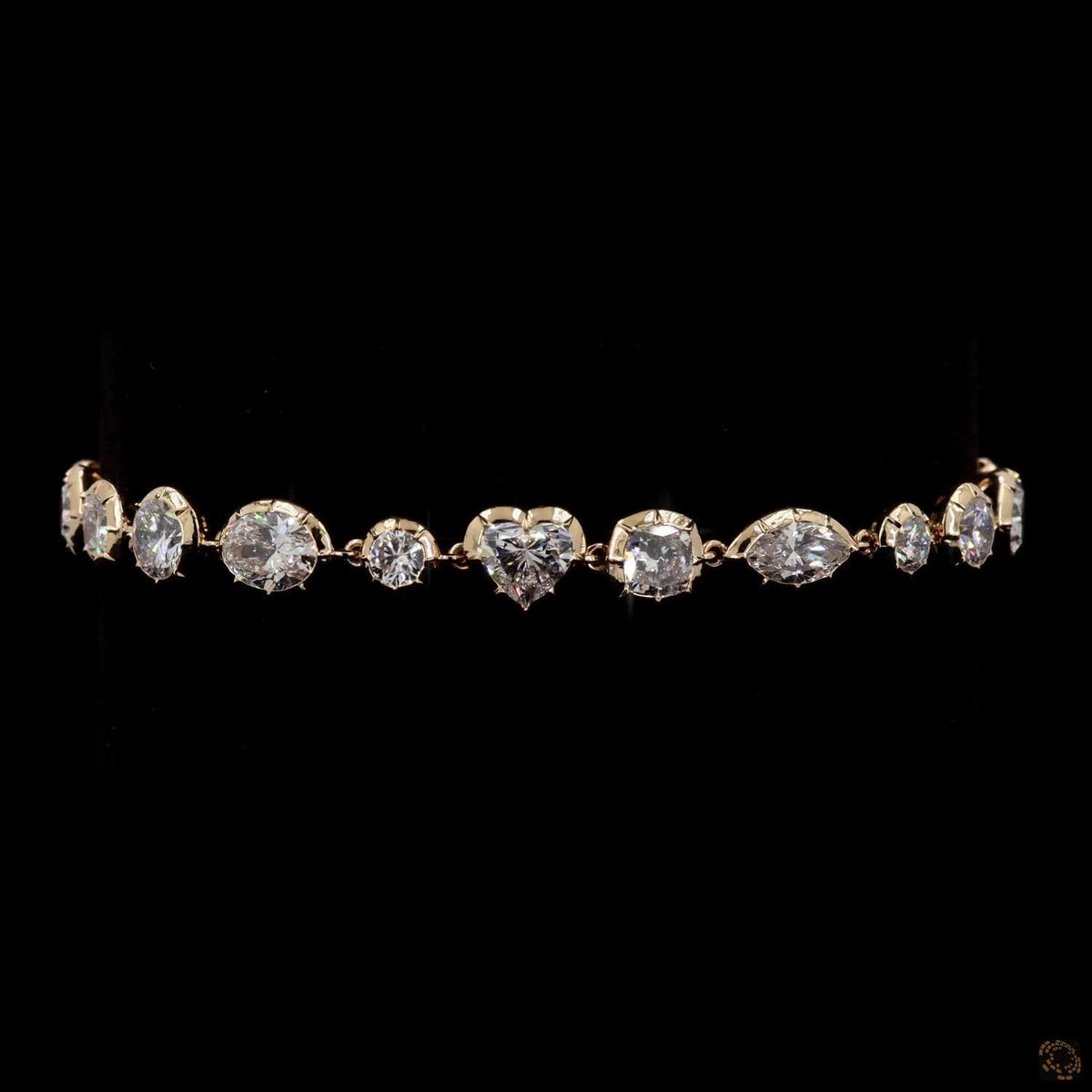 9.30 Ct Multi-Shape Diamond Station Bracelet in Yellow Gold