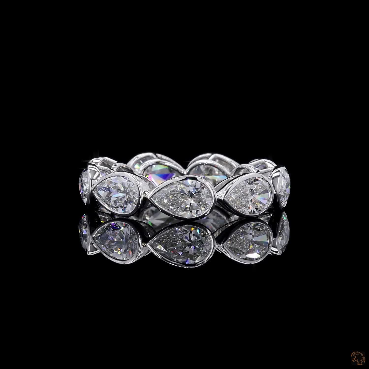 5.16 Ct Bezel Set Pear Cut lab-grown Diamond Eternity Ring