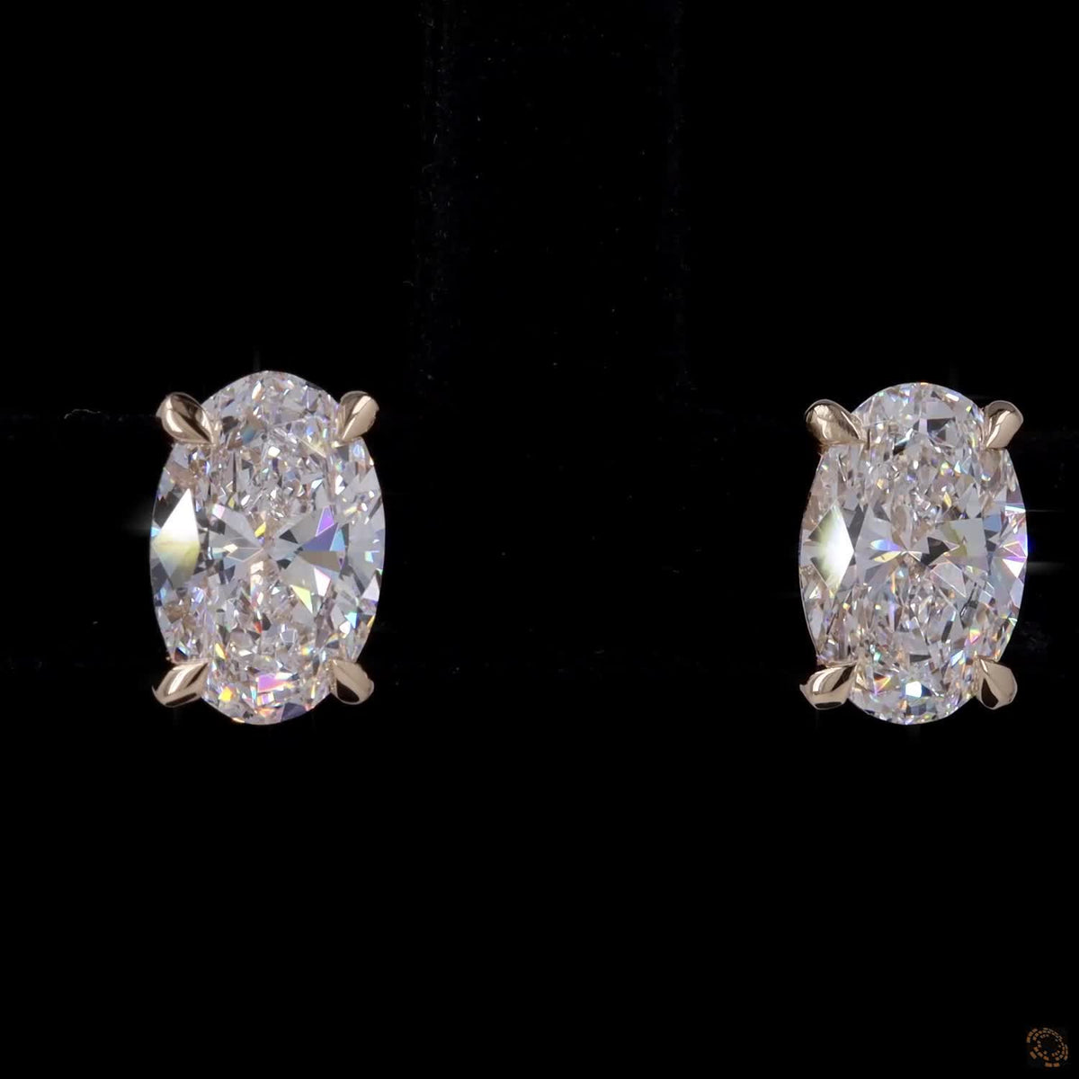2.11 Ct Oval Cut Solitaire Diamond Stud Earrings in Yellow Gold