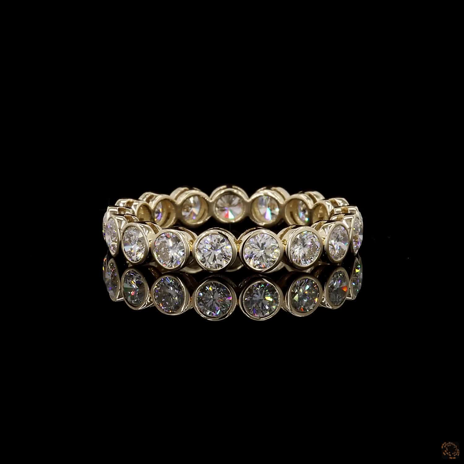 1.90 Ct Round Cut Diamond Bezel Eternity Band – 14K Yellow Gold Floating Bezel Wedding Ring