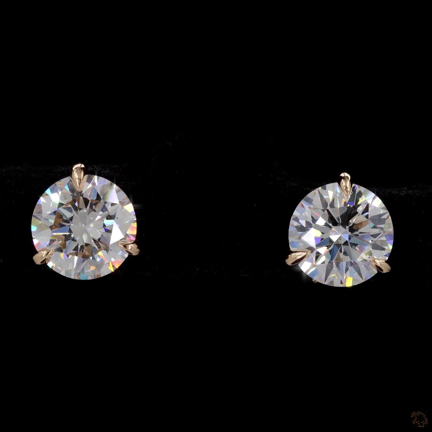 2.13 Ct Round Diamond Solitaire Stud Earrings, High-Polish 14K Yellow Gold 3-Prong Claw Martini Studs for Women