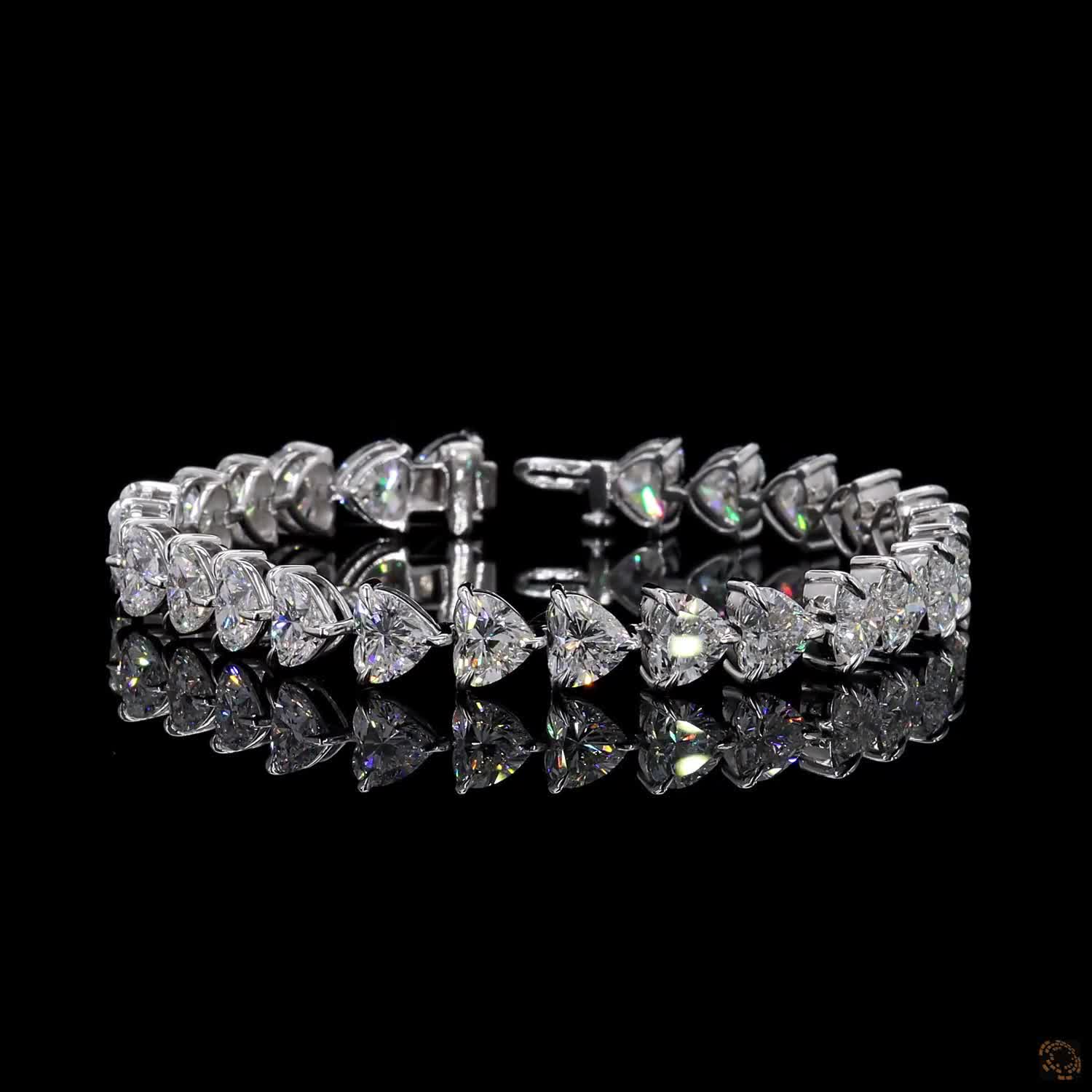 27.55 Ct Heart Shaped Diamond Eternity Line Bracelet in White Gold
