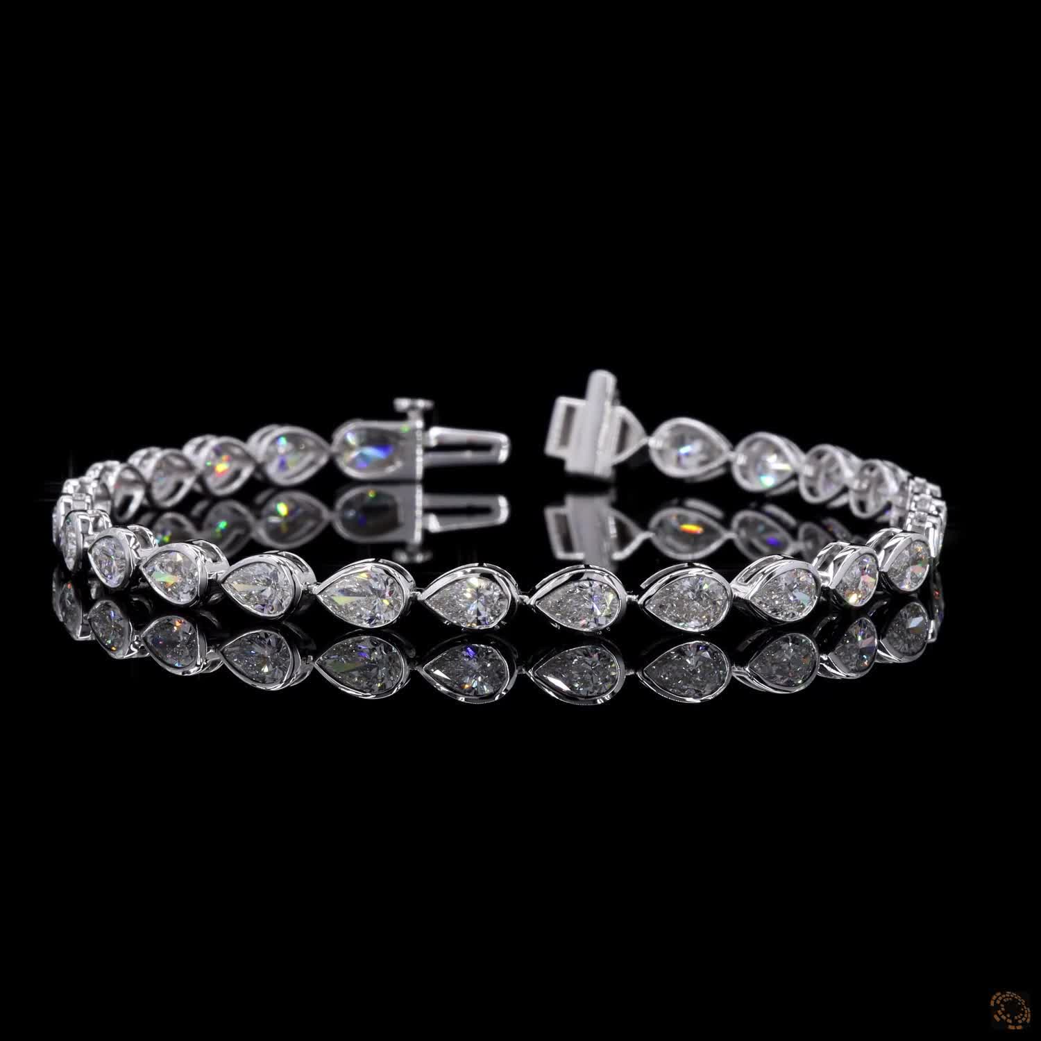 6.35 Ct Bezel-Set Pear Cut Diamond Tennis Bracelet in 14K White Gold