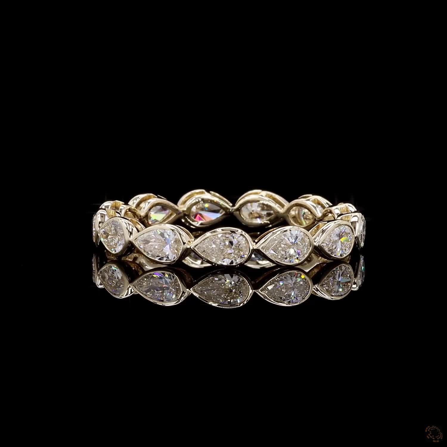 3.24 Ct Horizontal Pear-Shaped Diamond Full Bezel Eternity Ring