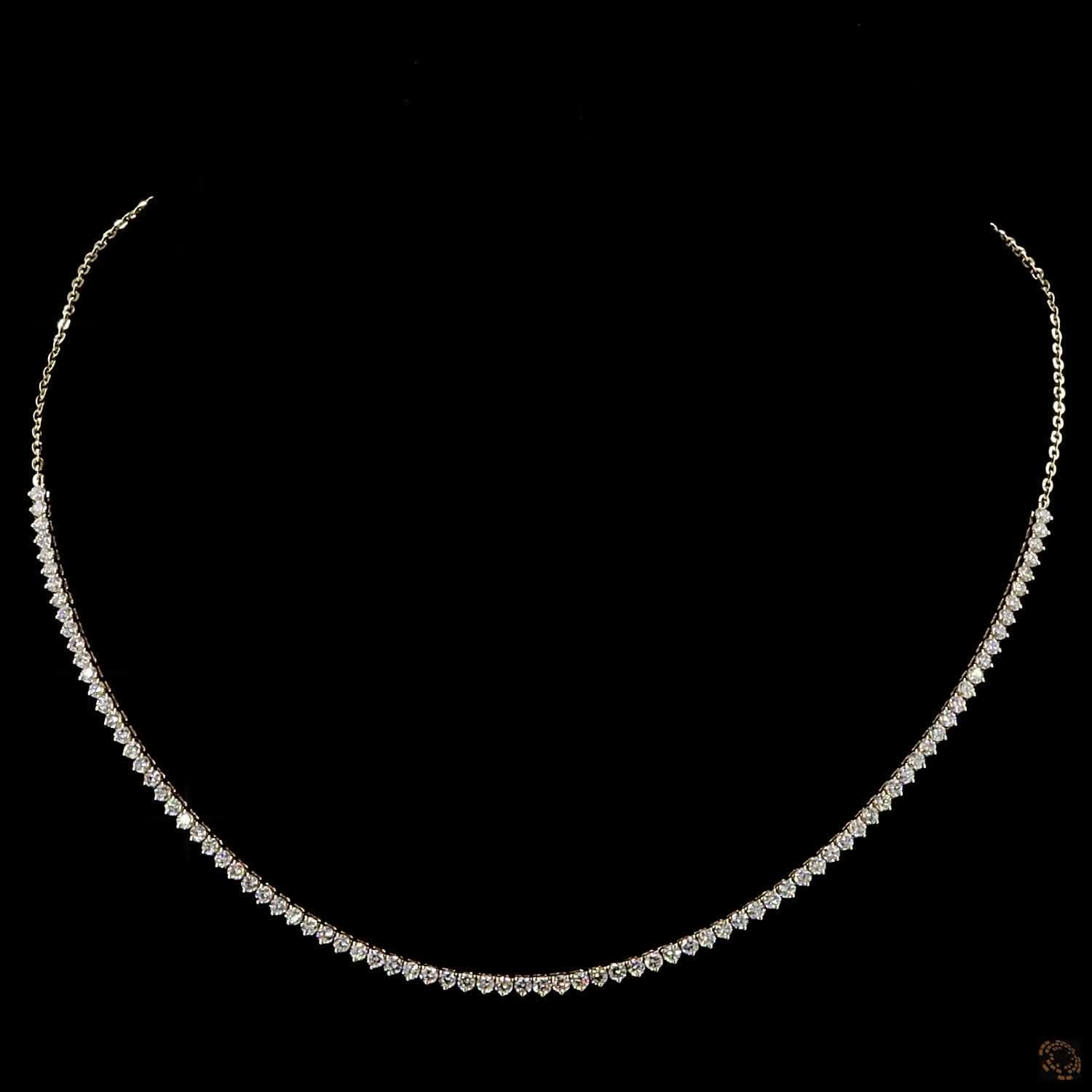 2.66 Ct Graduated Round Diamond Half Eternity Tennis Necklace with Adjustable Chain