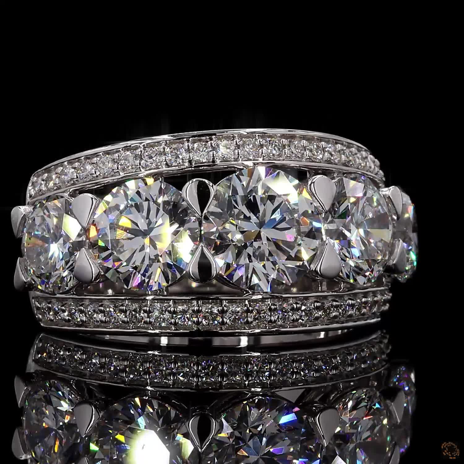 4.00 Ct Round Brilliant Cut Triple Row Engagement Ring
