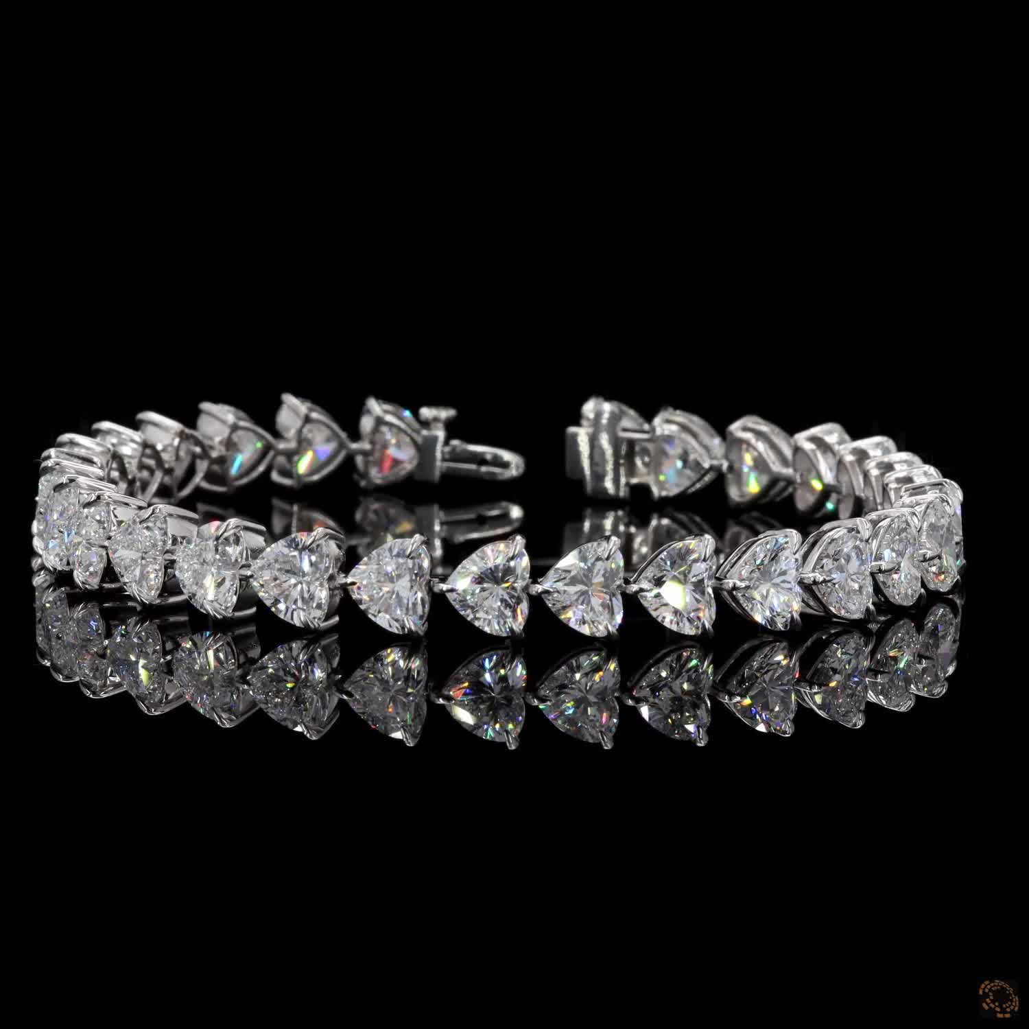22.70 Ct Luxury Heart Cut Diamond Tennis Bracelet | Lab Grown Diamond White Gold Bracelet