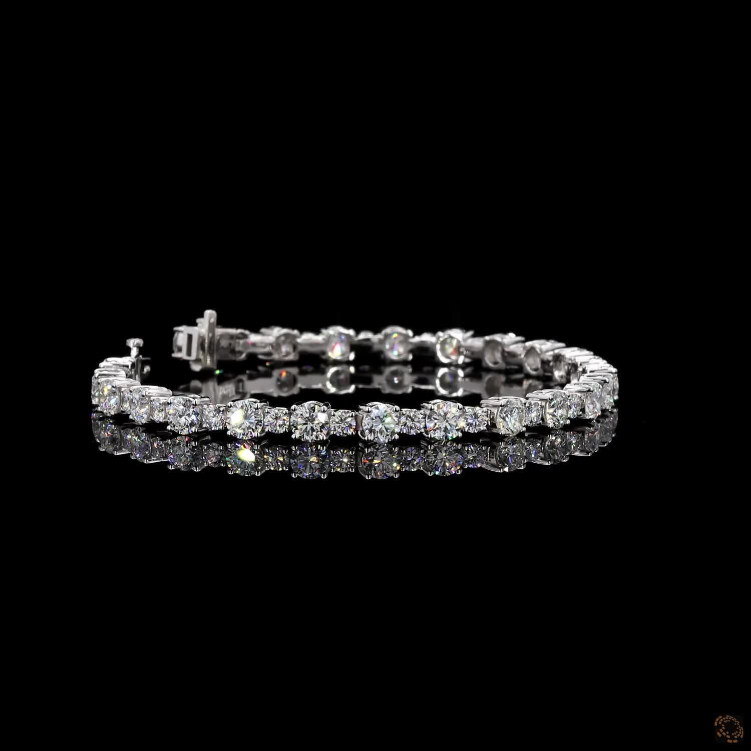 9.14 Ct Alternating Round Moissanite Tennis Bracelet in 14K White Gold | Multi-Size Graduated Diamond Alternative Line Bracelet
