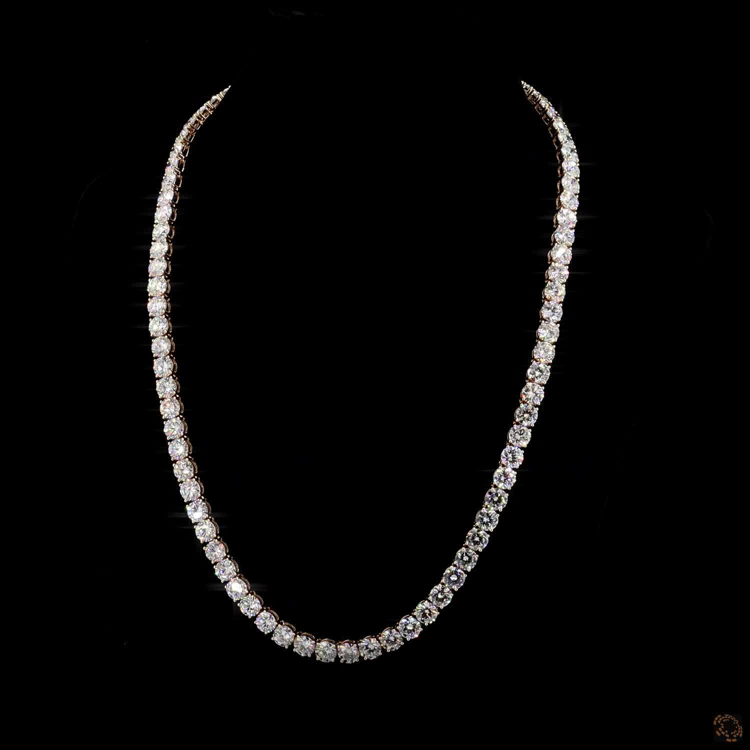 83.40 Ct Round Cut Diamond Tennis Necklace, Classic Diamond Riviera Necklace, Graduated Round Brilliant Diamond Necklace, Luxury Fine Jewelry Gift (Copy)